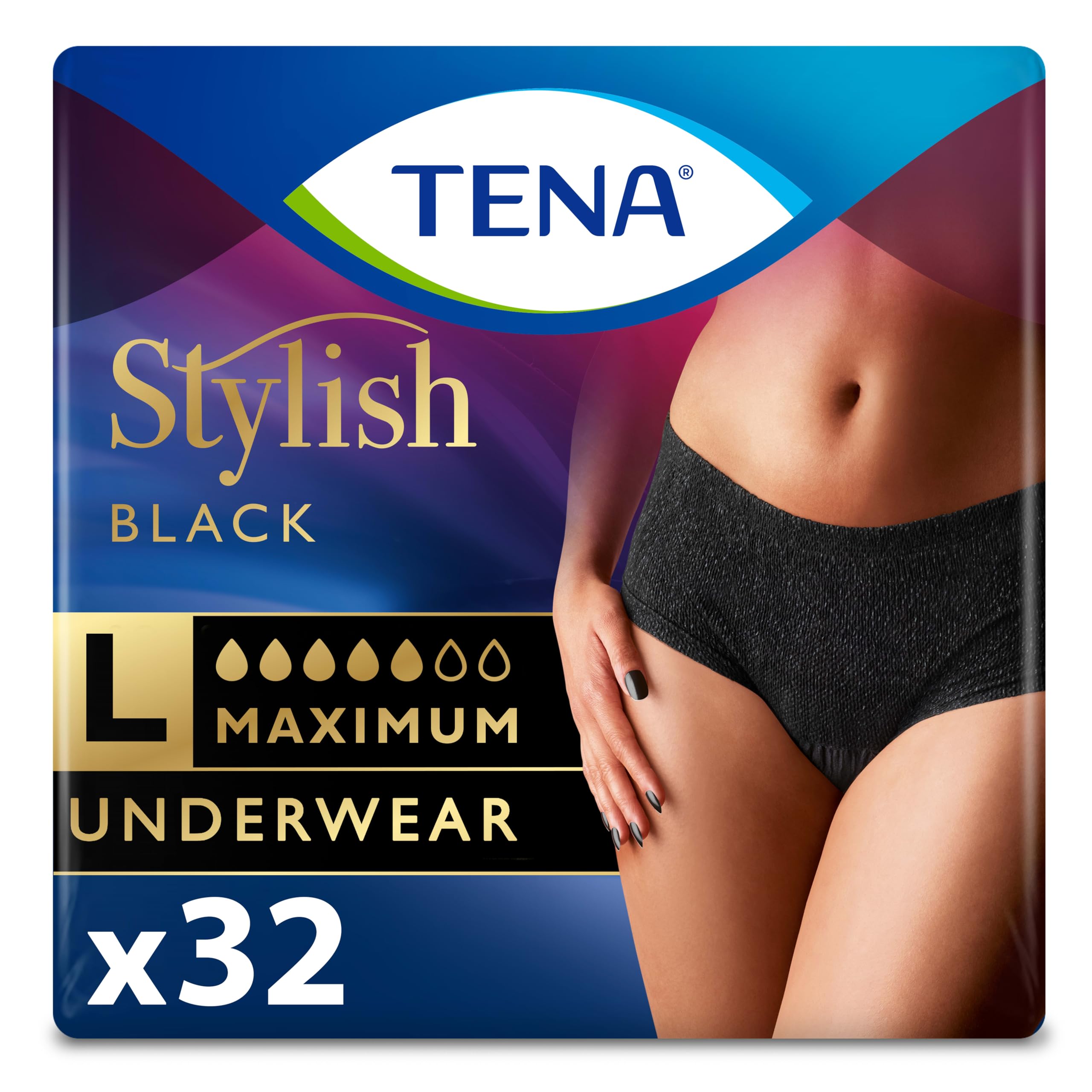Tena Stylish Black Underwear