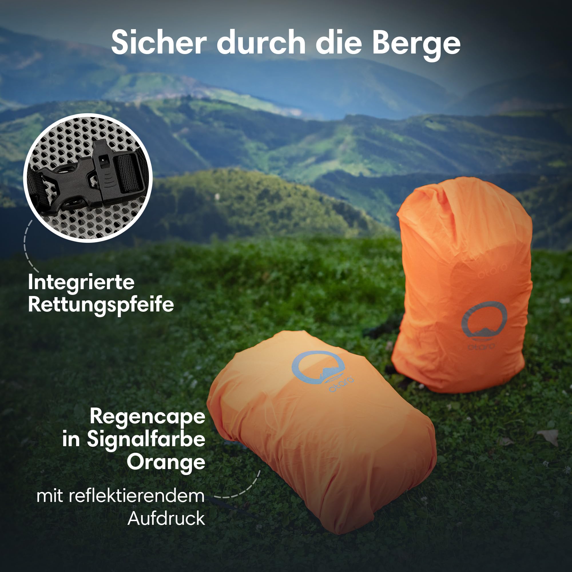 Otaro Wanderrucksack 20L (Weiß/Schwarz) Rucksack mit Rückenbelüftung & Regenschutz