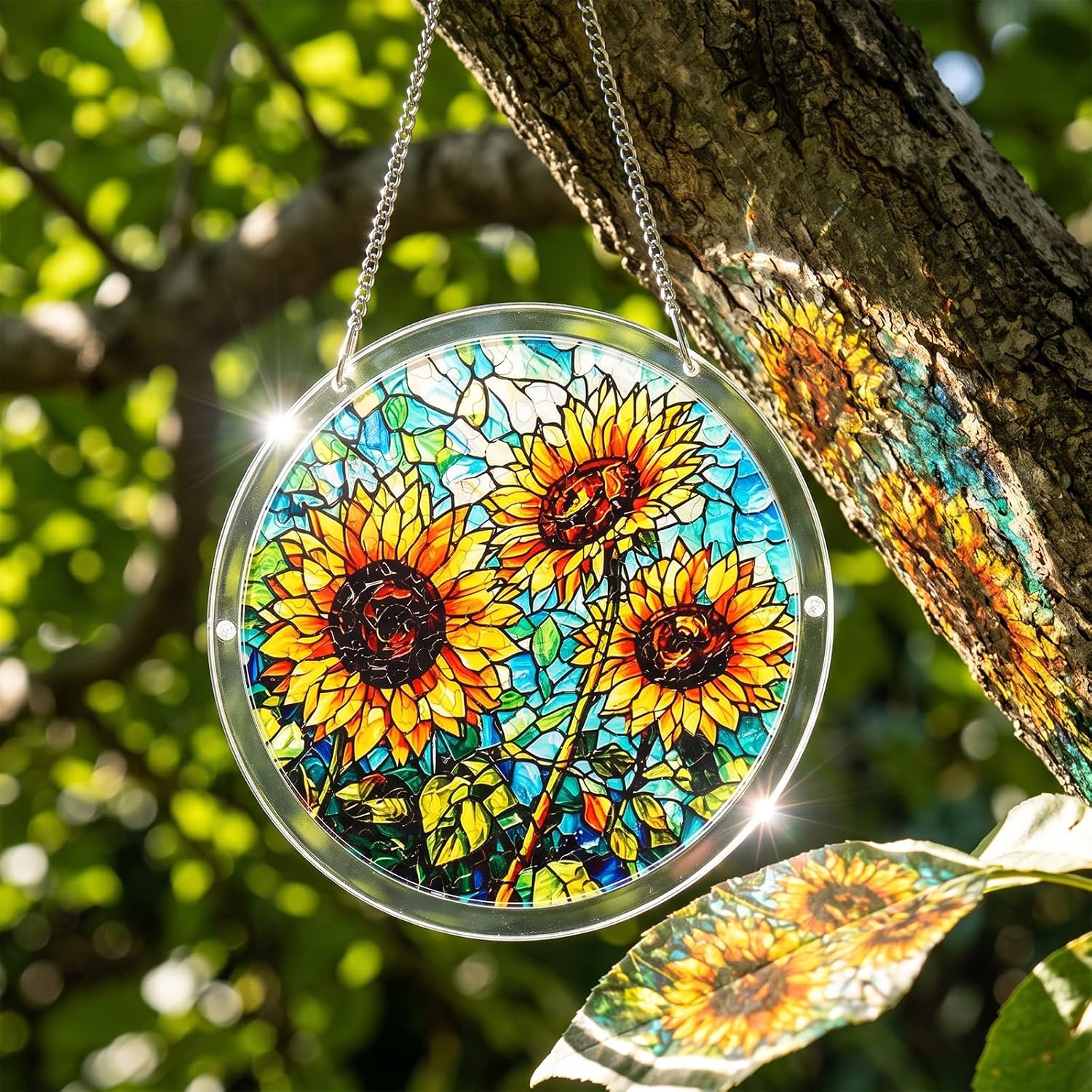 Acrylic Jigsaw Stained Glass Puzzle Suncatcher, Sunflower