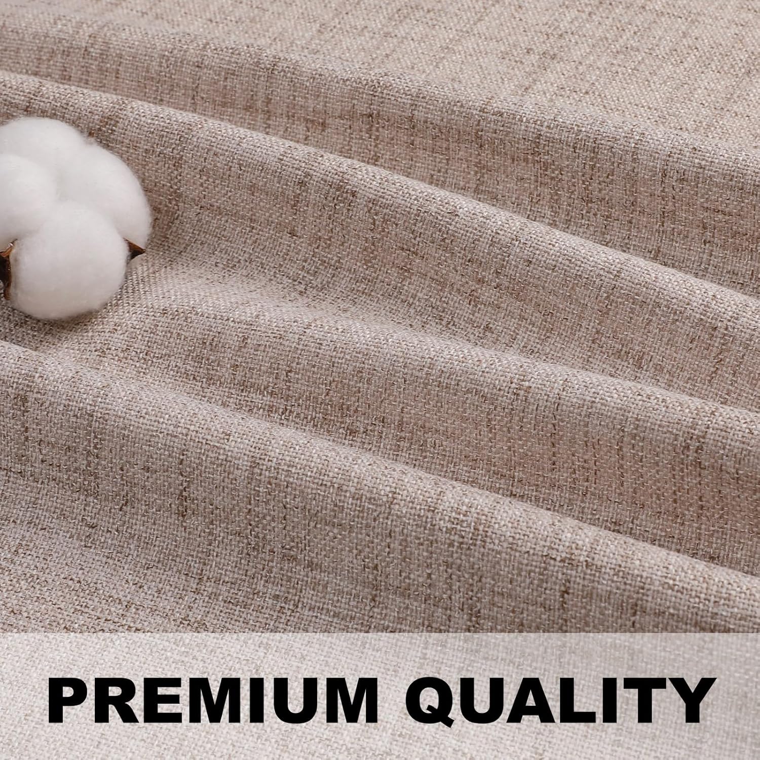 Natural Linen Curtains 108 Inch Long for Living Room 2 Panels - Thick Textured, Light Filtering, TAB TOP, 52W x 108L