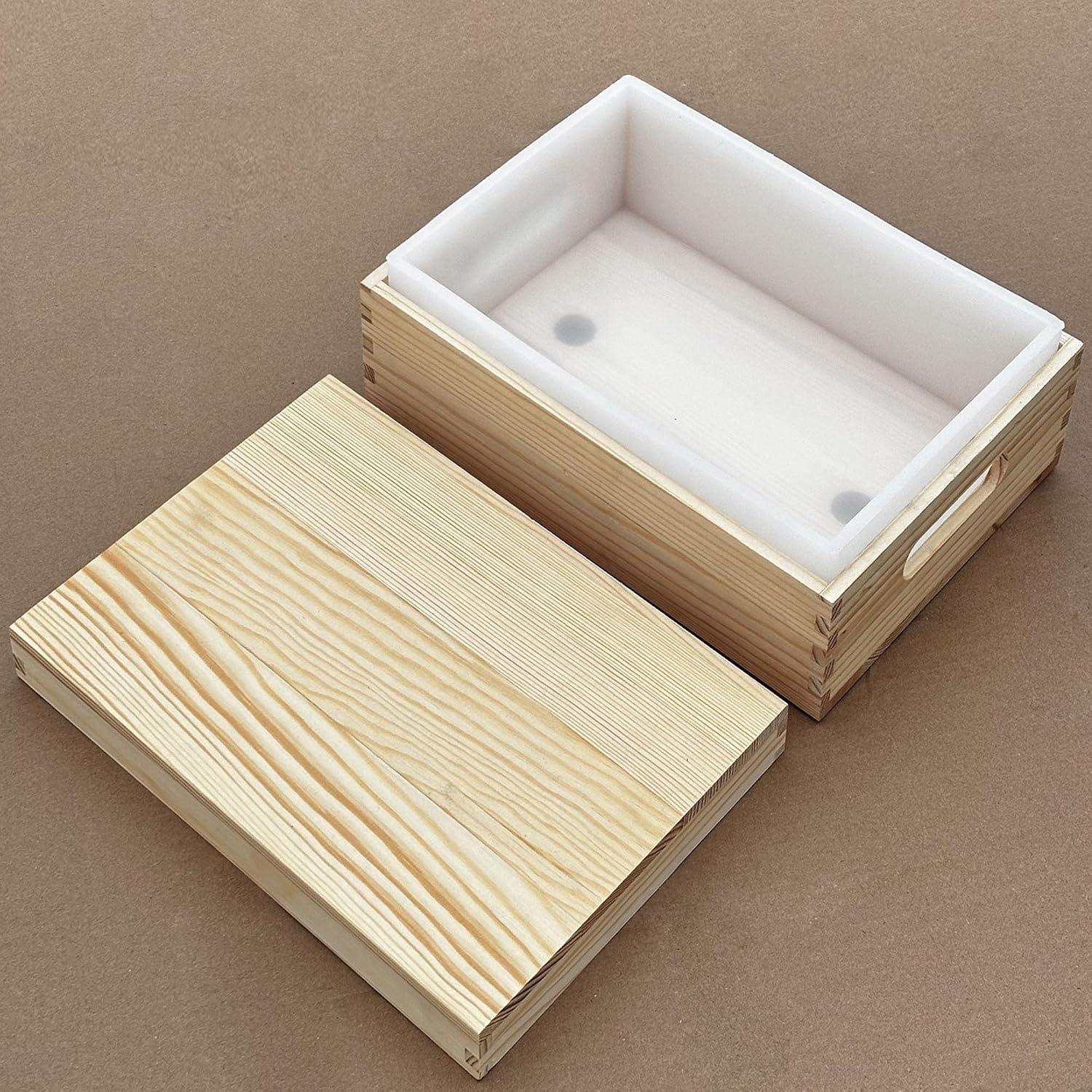 2.5L Square soap Mold for Making soap - 2500ML 80OZ 5lb Square Soap Mold Silicone - with Wood Box and Wooden Cover, soap Packaging, Gloves, Stirring Stick