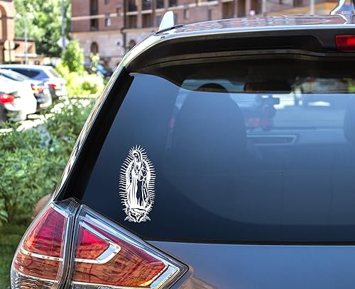 Miniatura 2 de Calcomanía adhesiva Virgen de Guadalupe resistente al agua (blanco, 24 x 11.5 pulgadas)