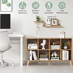 8-Cube Bookshelf 2 Tier Retro Bookcase with Legs, 47" Wood Bookshelves Storage Organizer Shelf, Freestanding Open Book Shelves for Bedroom Living Room Office, Rustic Brown