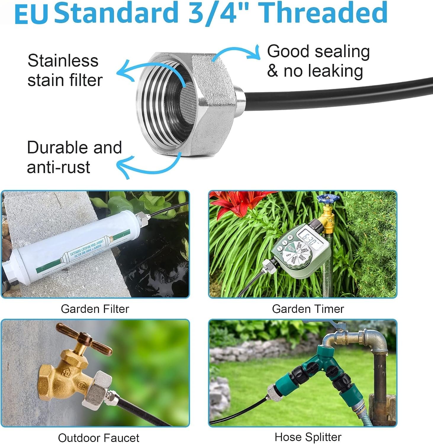 Brumisateur Terrasse Exterieur, Kit d’Irrigation Système de Brumisateur Extérieur, Kit de Tuyau par Brume pour Jardin Parasols (25m)