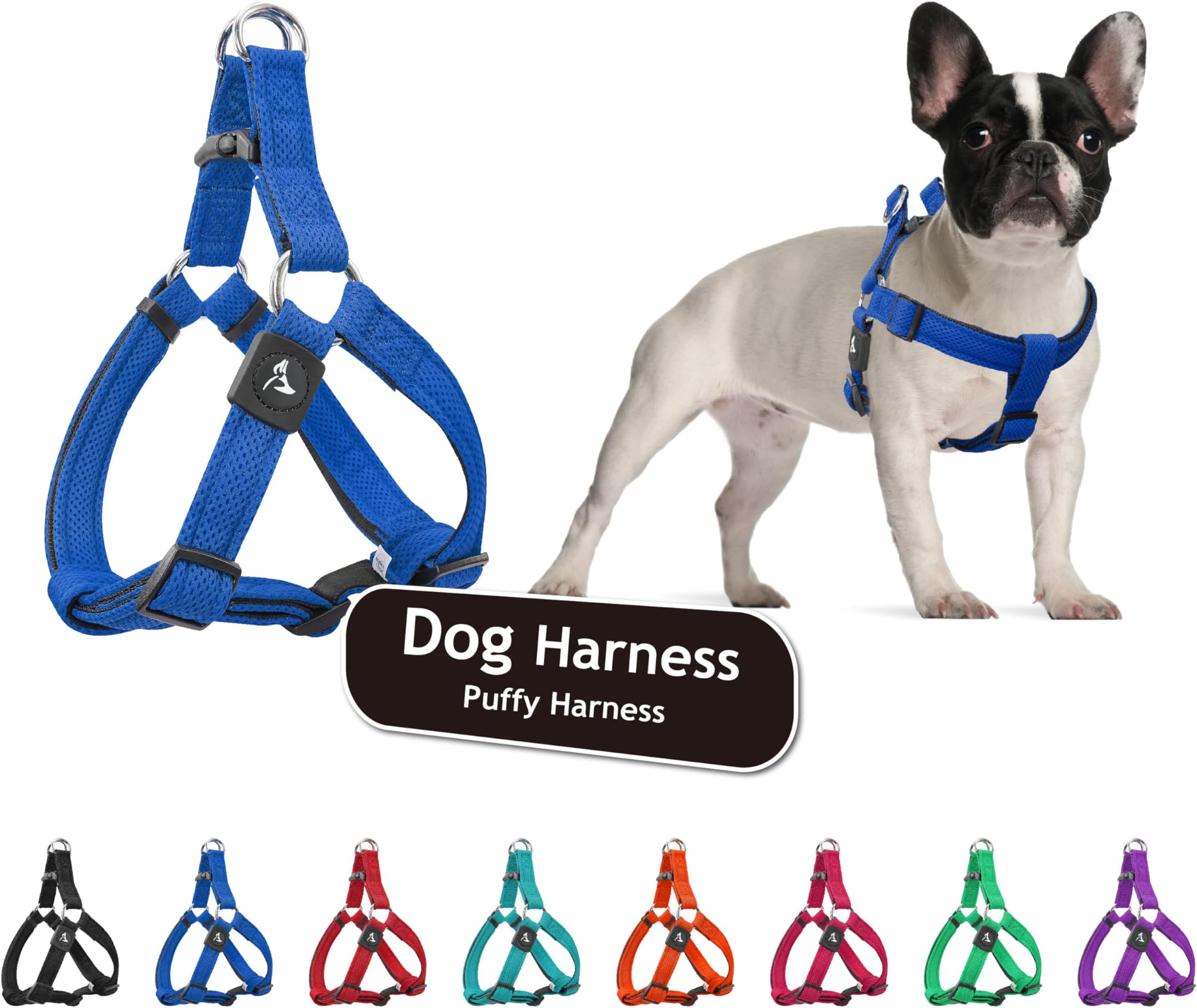 Kruz No Pull Dog Harness (Chest 21”-30”, Weight 22-53 lbs) Heavy-Duty Pet Harness for Medium Breeds, Ultra-Comfort Fit, Lifetime Durability, Adjustable Dog Harness No Pull Design (Blue, Medium)