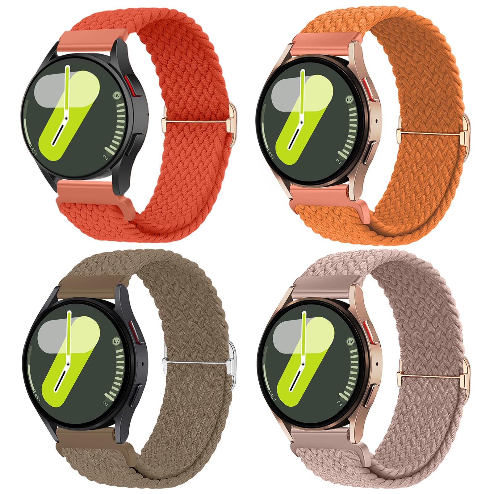 chinbersky 20mm Nylon Geflochtenes Armband Kompatibel mit Samsung Galaxy Watch 4/5/6/7/FE 40mm 44mm Armband/Watch5 Pro/Watch 4&6 Classic/Active 2 40mm 44mm/Watch3 41mm/Gear Sport/Gear S2 Classic