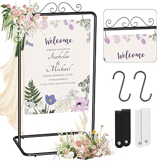 Wedding Welcome Sign Stand, 69" Adjustable Wedding Sign Holder,Welcome to Our Wedding Sign Stand with Leather Hanging Strap, Easel Stand for Signs,for Sign Poster,Seating Charts & Event Decor