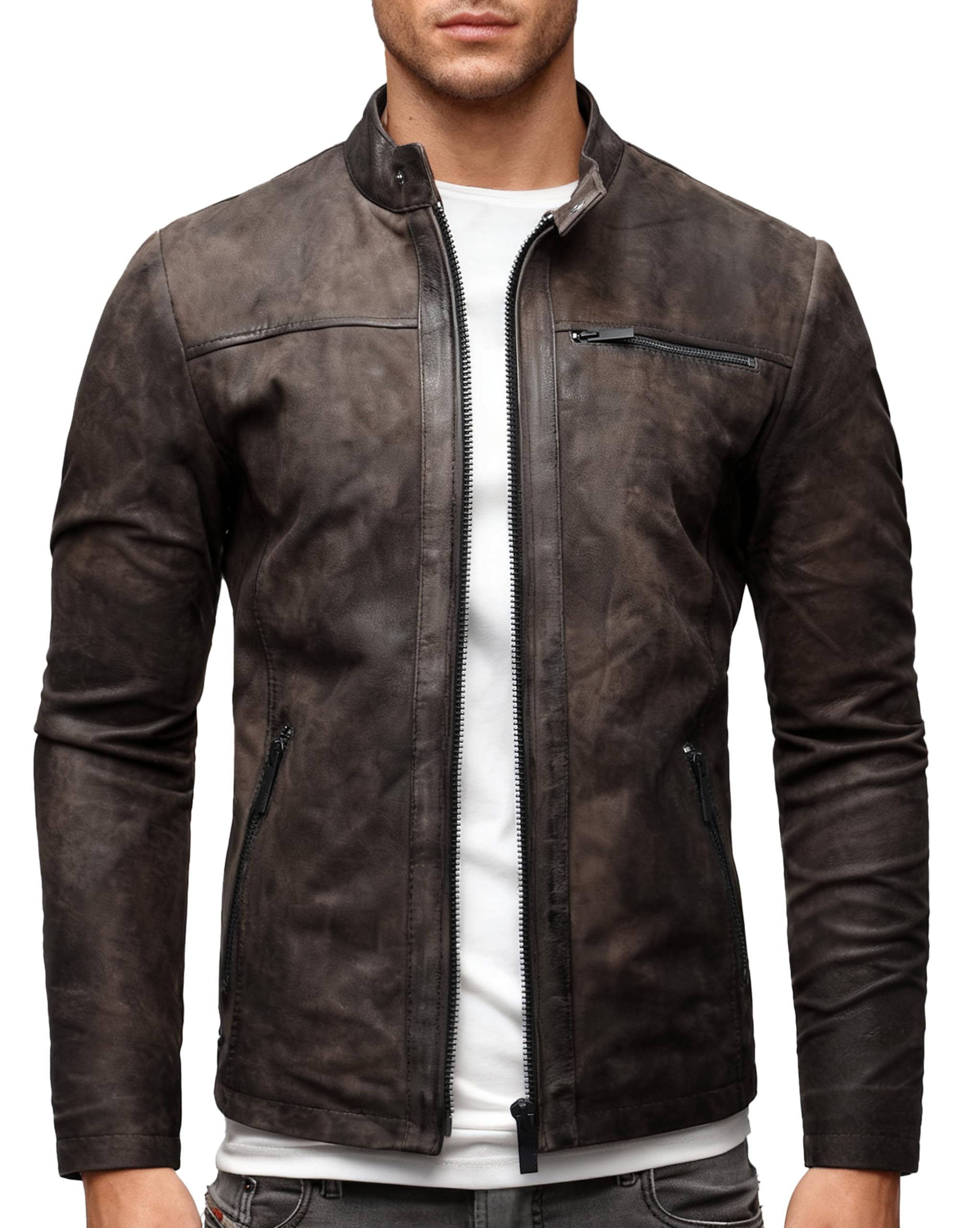 Crone - Chaqueta de cuero Epic Cleane Basic para hombre, en diferentes variantes y colores