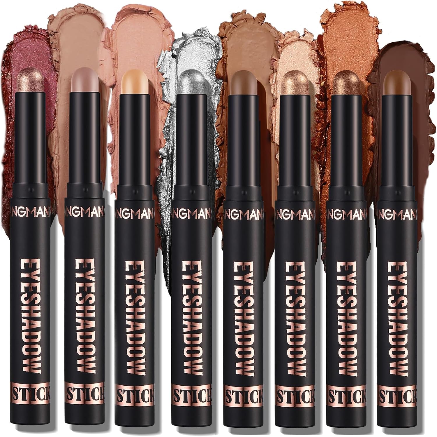 Oogschaduw-sticks, set van 8 kleuren, langhoudende oogstiften, glinsterende stift, oogmake-up sticks (set A)