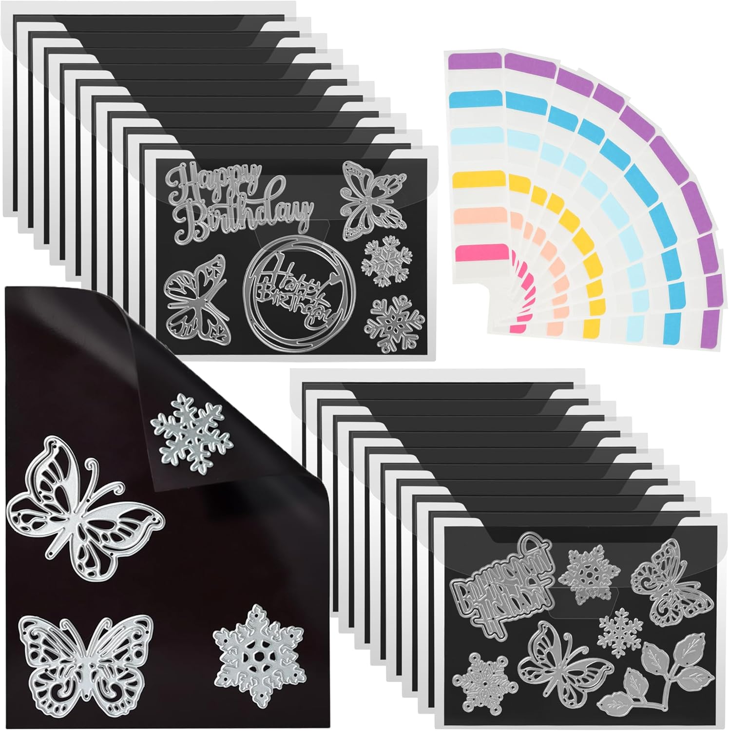 Thick 40 Pcs Double-Sided Strong Magnetic Die Storage Sheets Pockets Including 20 Magnetic Sheets (1.2mm Thick) + 20 Storage Bags Die Cut & Stamp Storage for Card Making, Crafts, Scrapbooking