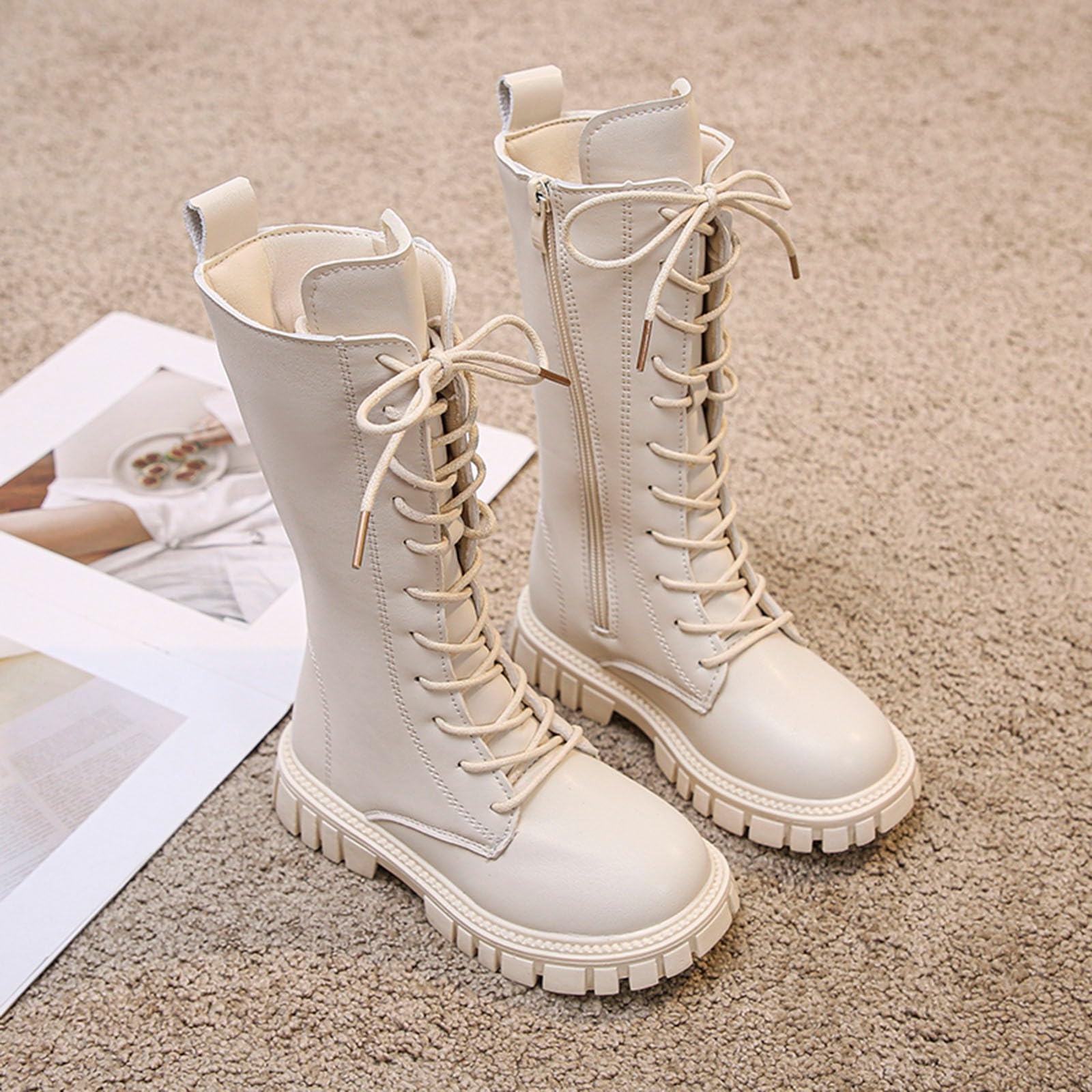 Botas de moda para niñas, cómodas y suaves, de piel, ideales para el uso diario, botas planas elegantes para niños