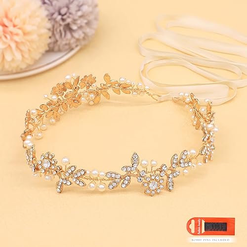 Miniatura 2 de Diademas nupciales de perlas de cristal, vides, estilo bohemio, tocados de boda para novia, accesorios para el cabello
