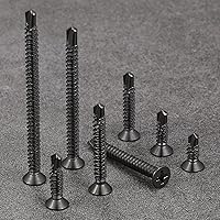 Vista 5 de Wensilon（250pcs）#8×1-1/4”for Sheet Metal Self-Tapping Screws 410 Black Stainless Steel Flat Head High-Strength Quick self-Drilling Screws