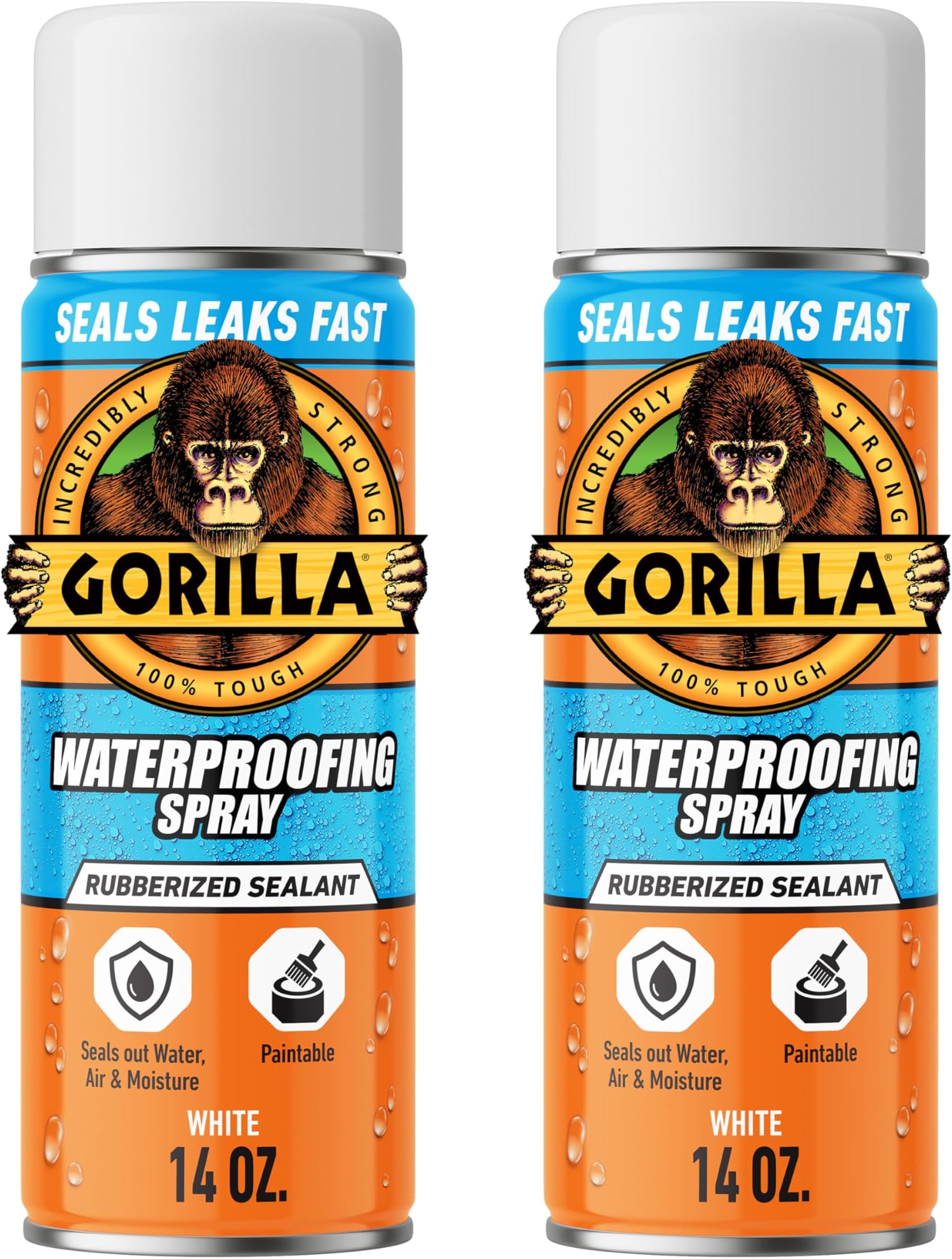 Waterproof Patch & Seal Rubberized Sealant Spray; White; 14oz (Pack of 2)