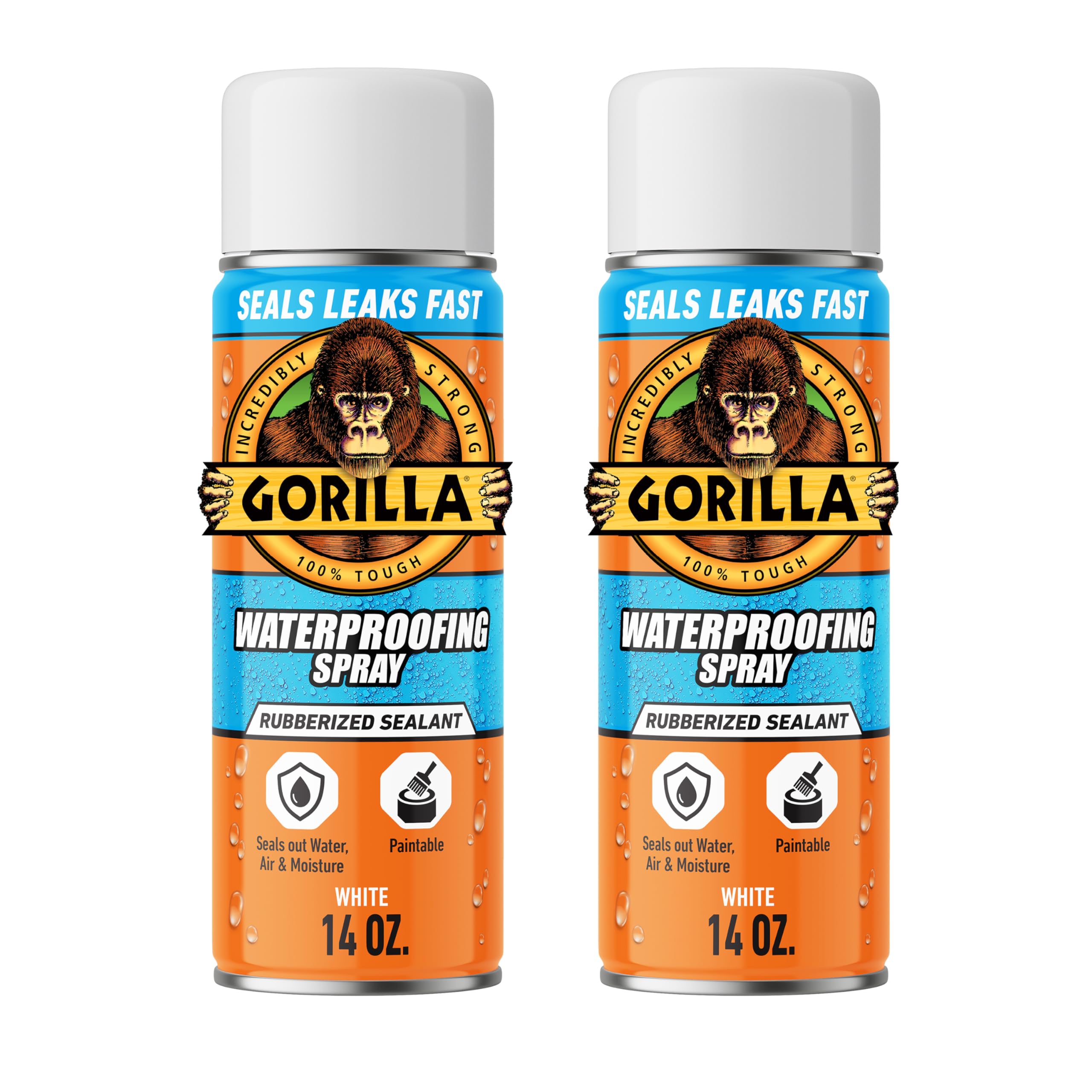 Waterproof Patch & Seal Rubberized Sealant Spray; White; 14oz (Pack of 2)