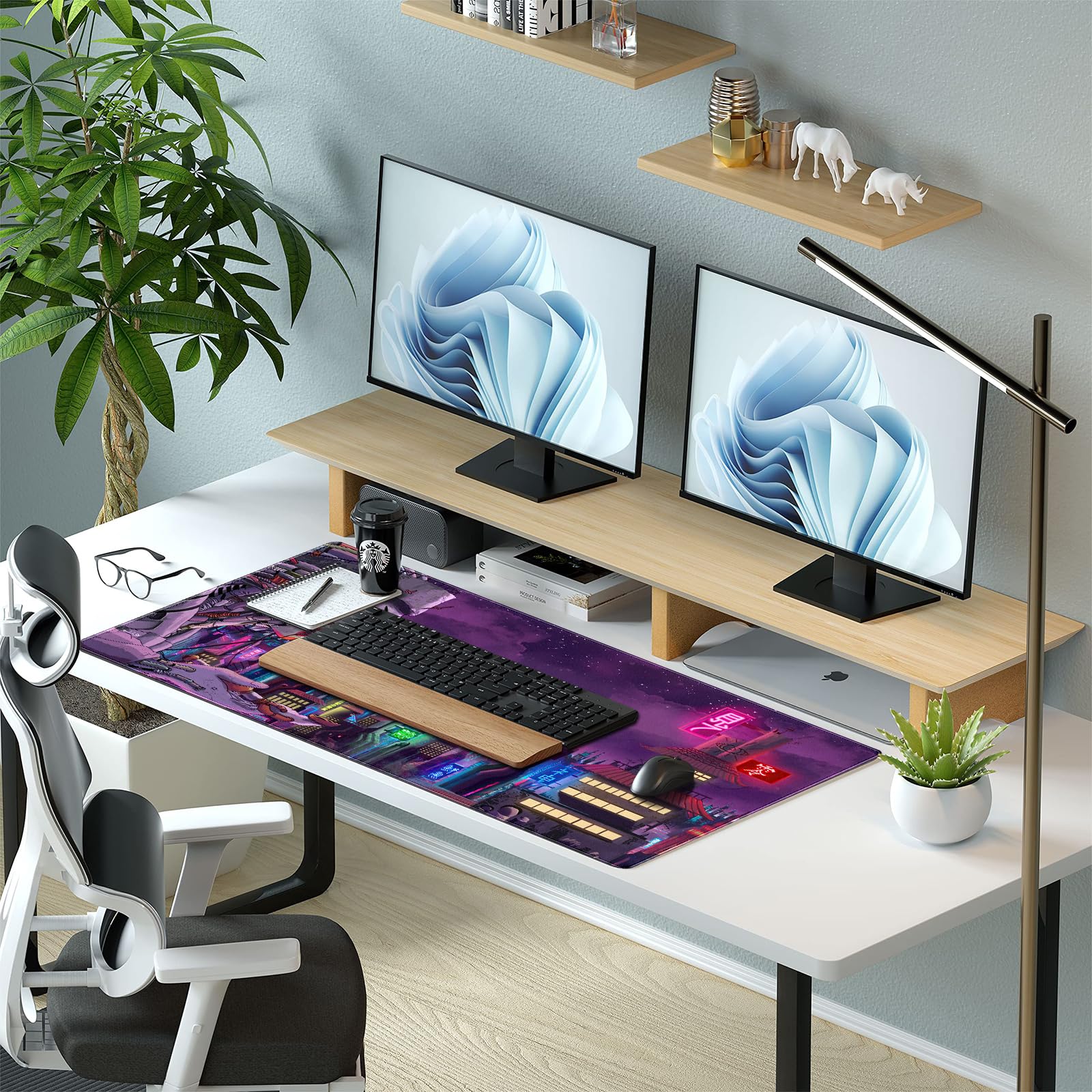 Anime Neon Large Mouse Pad And Keyboard Wrist Rest,Purple Extended - View #11
