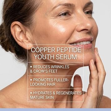 Copper Peptides Serum for Face 1% GHK-Cu Anti-Aging, Fine Lines, .5 fl oz | Skin Perfection Made in USA, 99% Pure Copper Peptide for Hair and Scalp Paraben-Free Vegan Dropper Serum Skin Elasticity