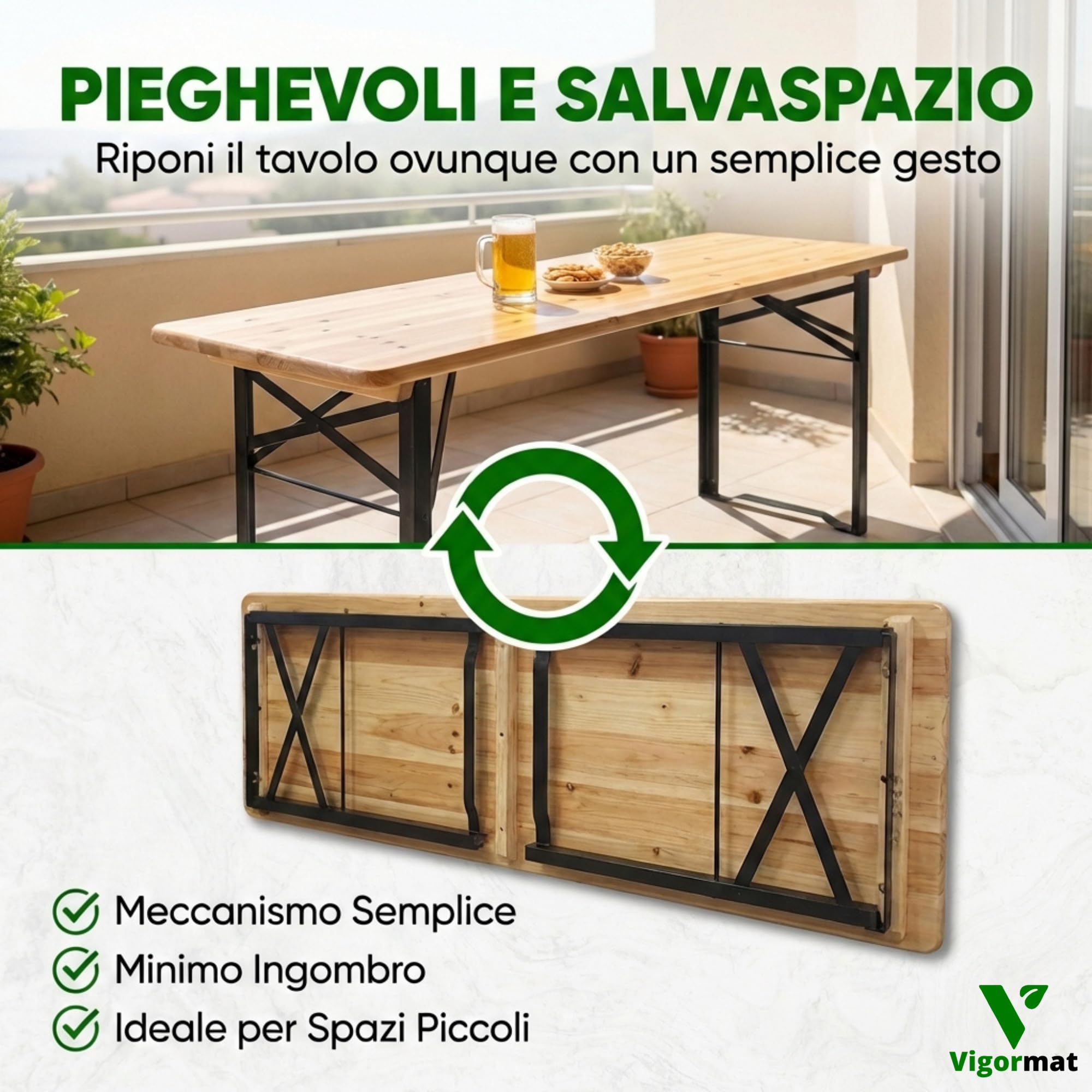 Set Gambe Pieghevoli per Tavolo in Metallo 73x53 cm, Struttura in Ferro con Kit Fissaggio Incluso - Gambe per Tavolo Birreria da Esterno per Giardino, Terrazza, Sagra (2 Gambe + Kit - Nero)
