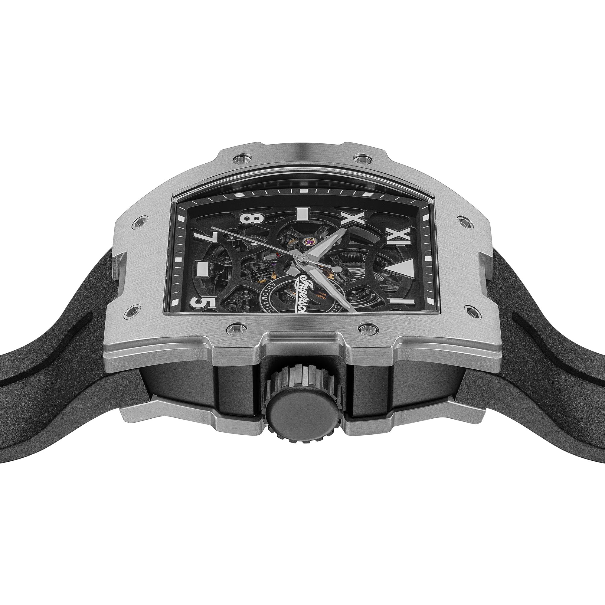 Ingersoll The Play Męski automatyczny zegarek 45 mm z tarczą szkieletową i paskiem PU