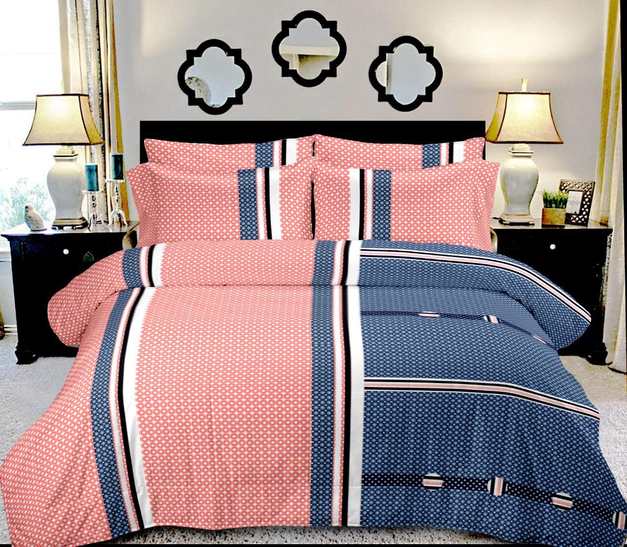 XFY300TC Cotton Printed Bedsheet King Size with 2 Pillow Cover Combo (90 x 100 inch / 17 x 27 inch) bedsheet Double Bed