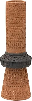 Handmade Debossed Terra-Cotta Vase, Terra-Cotta Color & Black