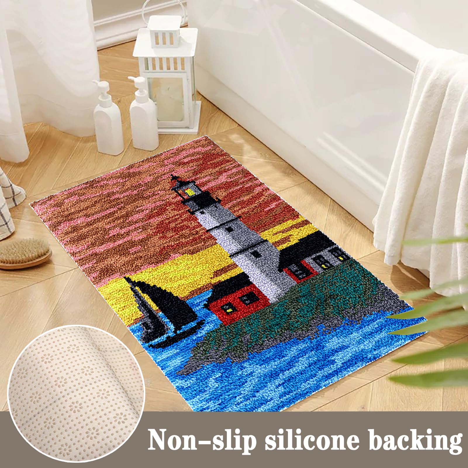 69 x 102 cm zestawy haczyków zatrzaskowych dla dorosłych DIY zestawy do szydełkowania dywanów z wstępnie zadrukowanym płótnem i haczykiem zatrzaskowym i wystarczającą ilością przędzy z haczykiem,