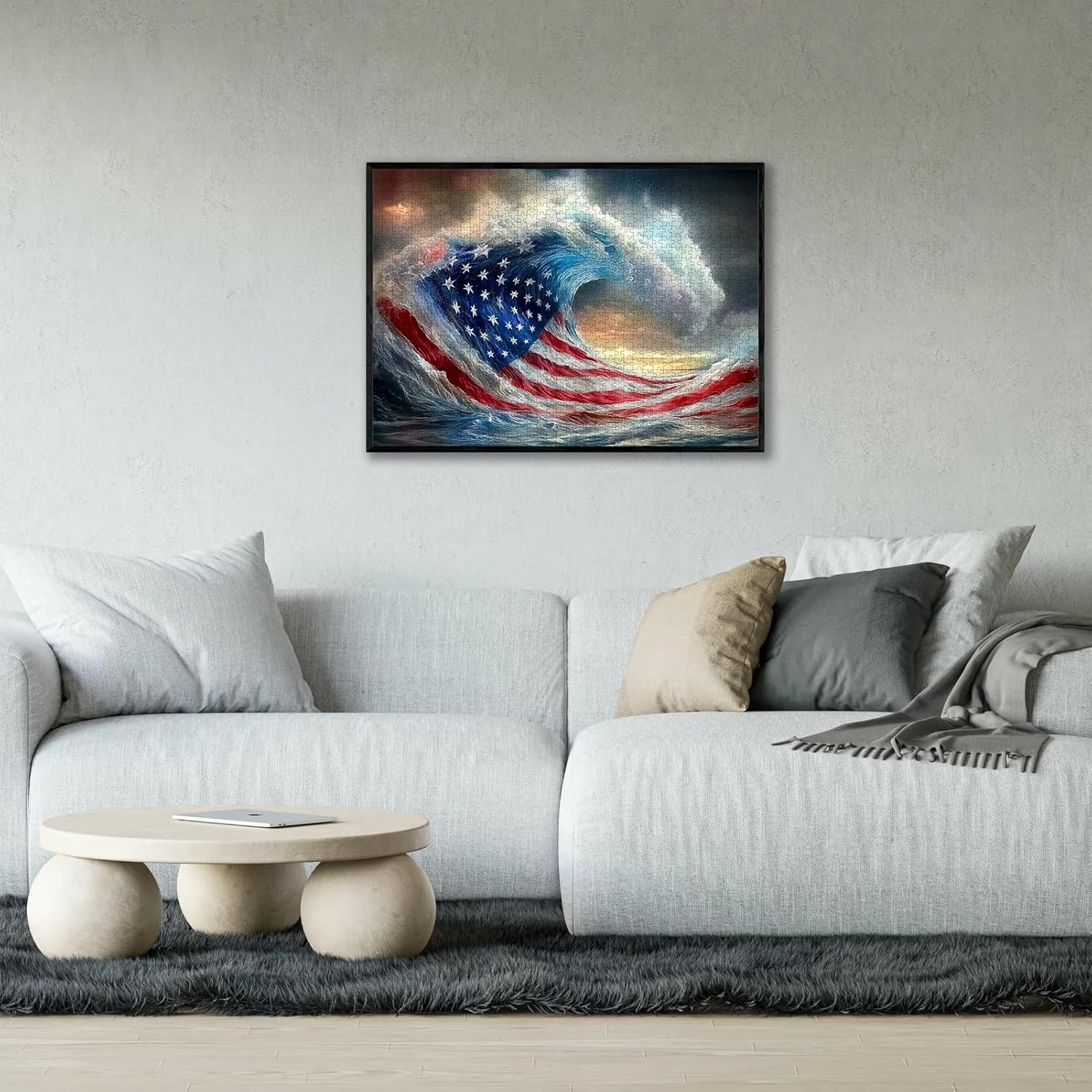 1000pcs American Flag Wave Paper Puzzle - Large Puzzle Toy Adult Game Gift - Family Interactive Game Puzzle DIY Home Decoration Brain Challenge Gift