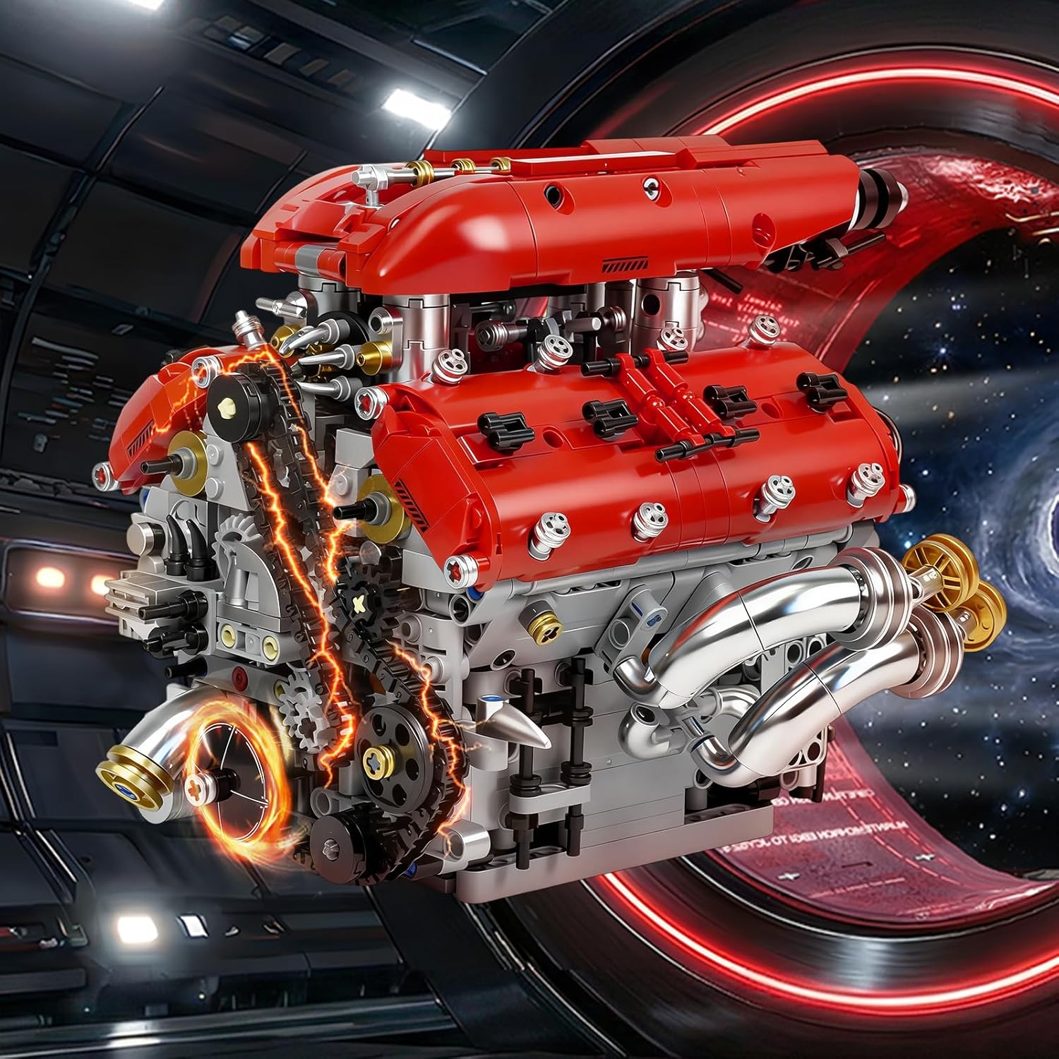 V8 Engine Model Kit, Build Your Own Visible Car Motor, Advanced STEM Mechanical Building Block Set for Adults, Collectible Engine Model for Display, Desk Decor & Gift for Car Lovers - Image 7