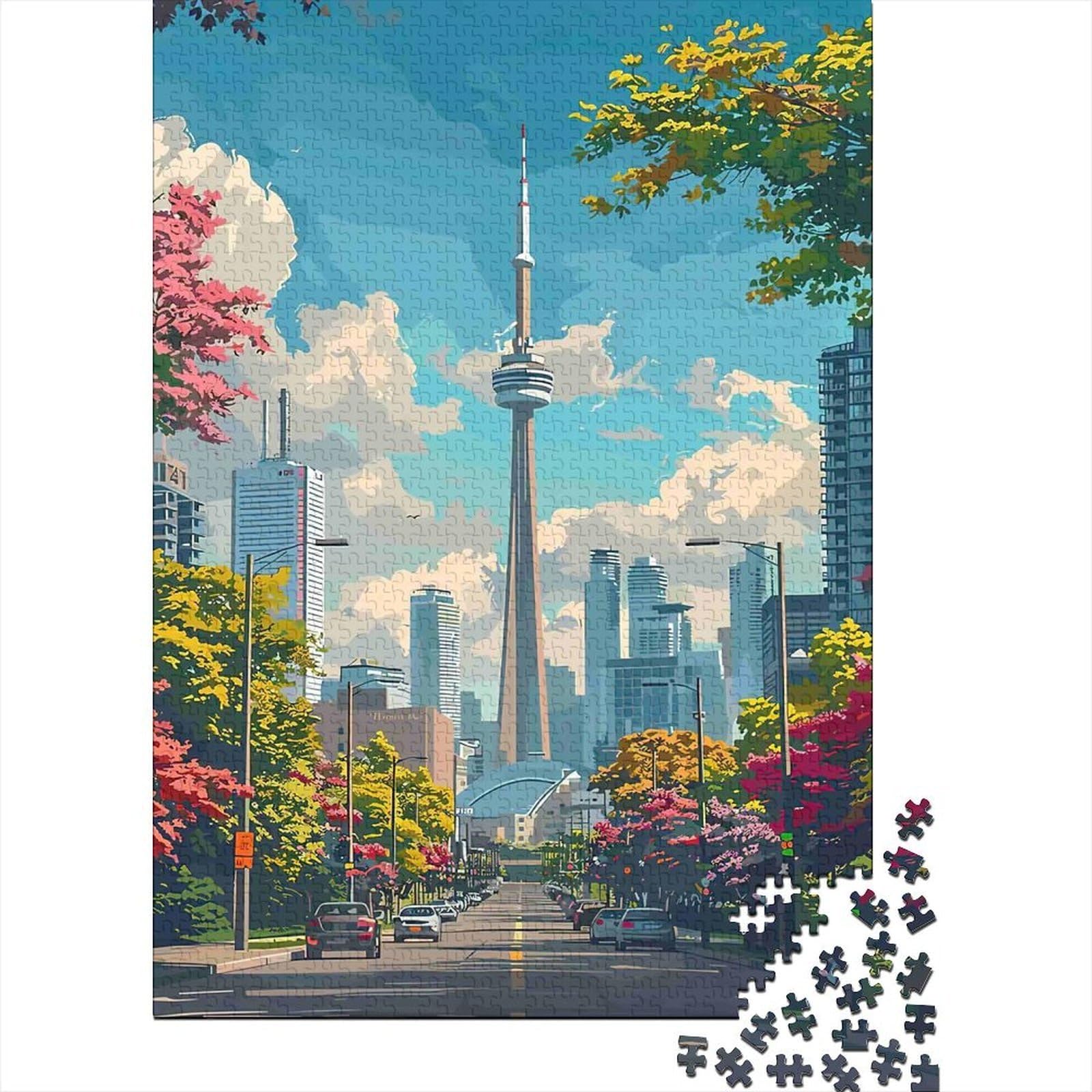 Toronto Skyline View_1 1000pc Jigsaw Puzzle for Adults All Ages Premium Sturdy Cardboard Home Decor Wall Art Festive Mind Challenge Educational 70x50cm/1000pcs