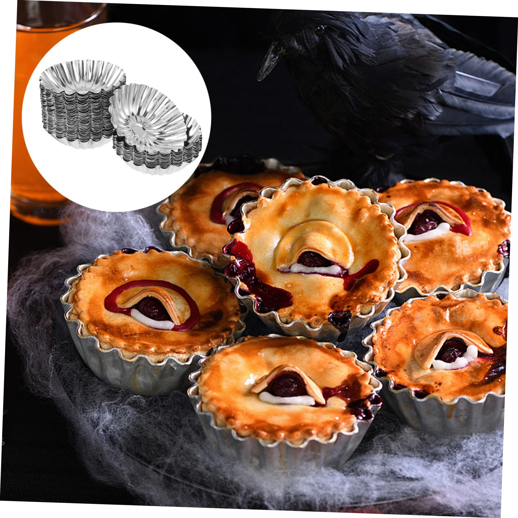50piezas Molde Para Hornear Tartas De Inoxidable Antiadherente y Reutilizable Para Postres y Puddings Casa