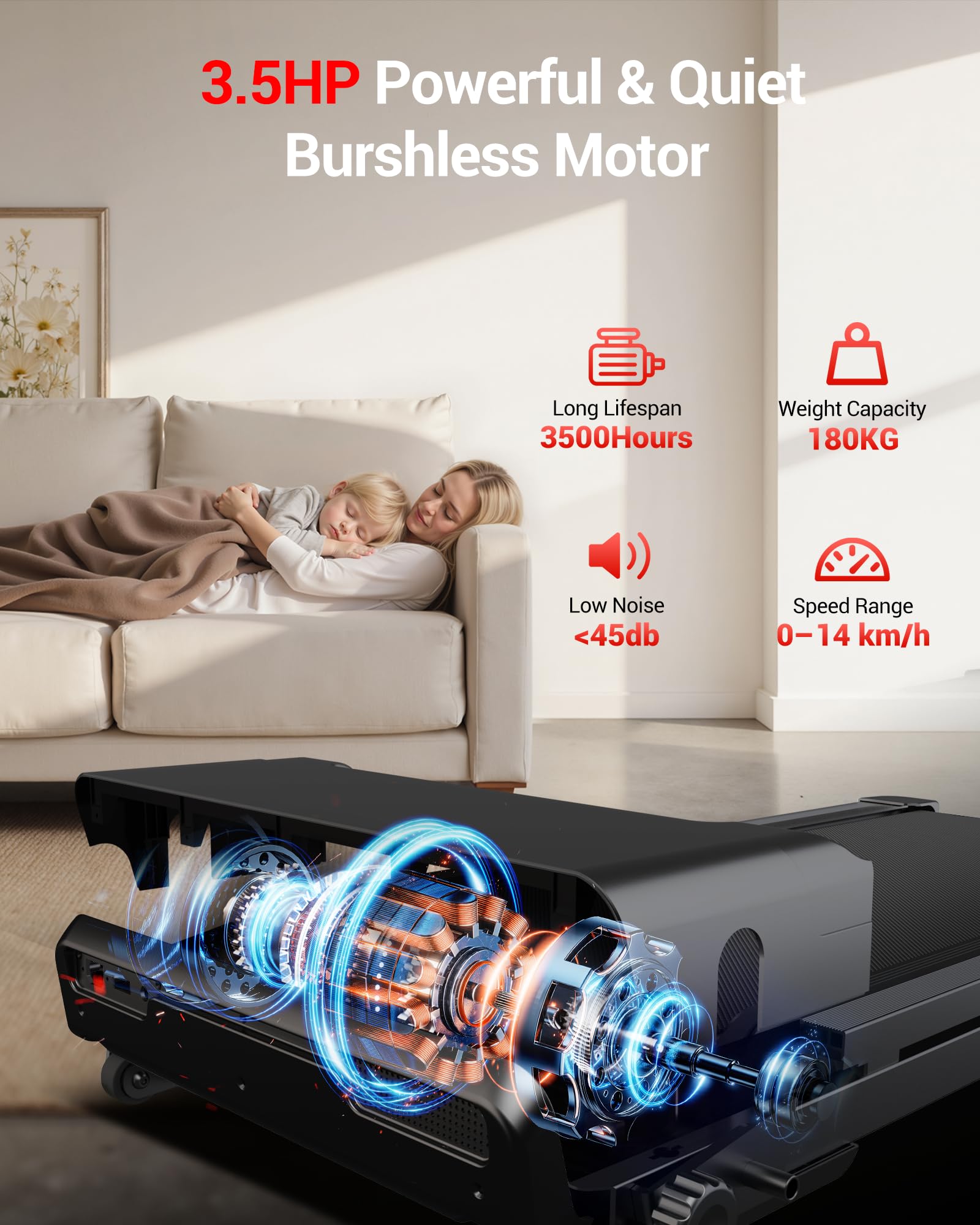 CURSOR Składana bieżnia z nachyleniem 16%, 10-14 km/h bieżnia do domu z monitorem tętna, treadmill for home z silnikiem 3,5 KM i wyświetlaczem LED, maks. obciążenie 180 kg