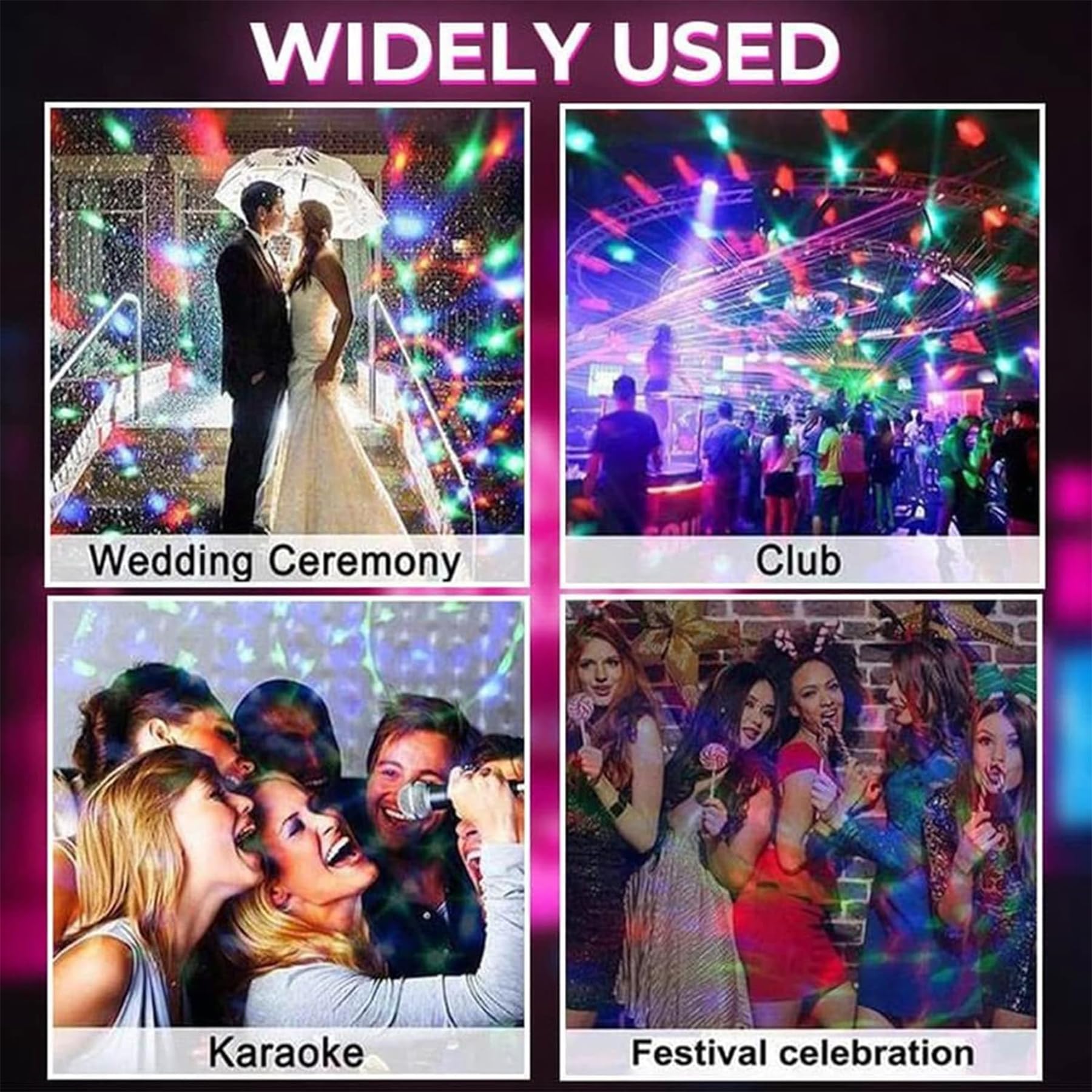 Luces Discoteca,Bola de Discoteca,Luz Discoteca,Bola Discoteca con Rotación de 360°,RGBP Efectos de luz,Luces Discoteca Para Casa,Bola Mágica Lámpara Etapa,Escenario Lámpara,Luces Fiesta Para Casa DJ