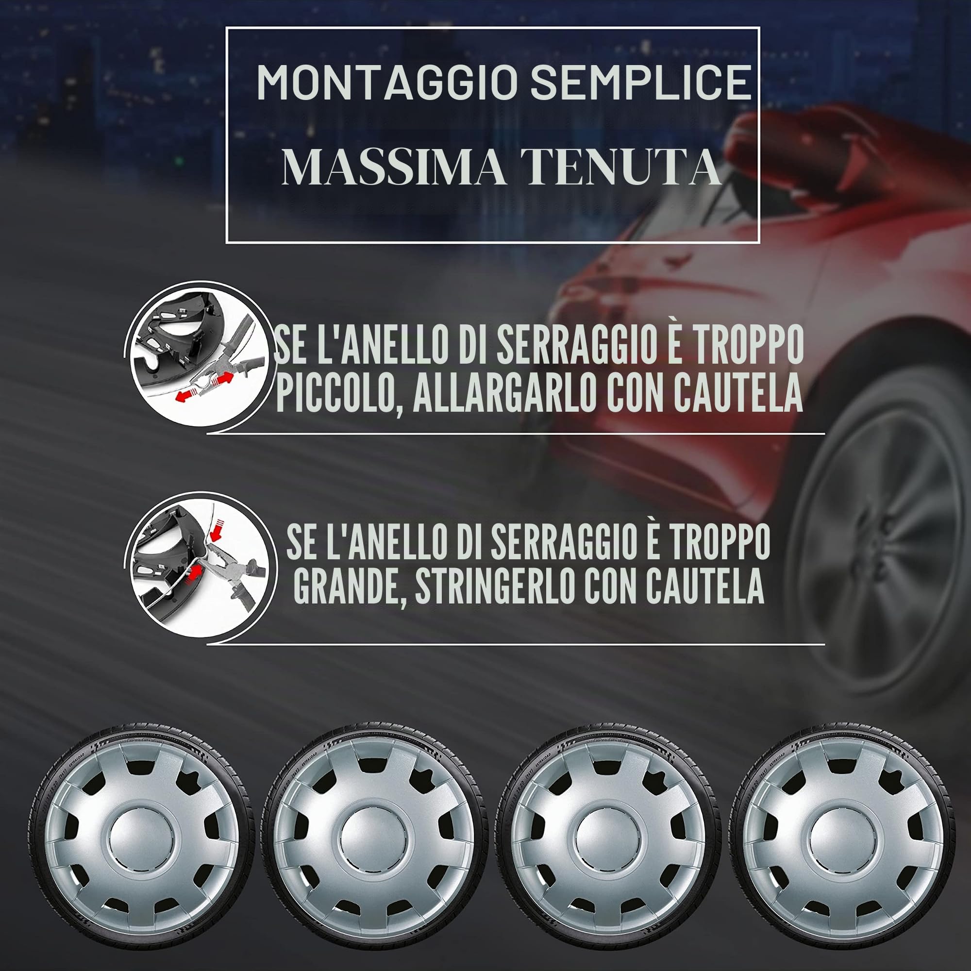 Albrecht Copricerchi 15 Pollici Argento Alfa Set da 4 per Cerchi in Acciaio