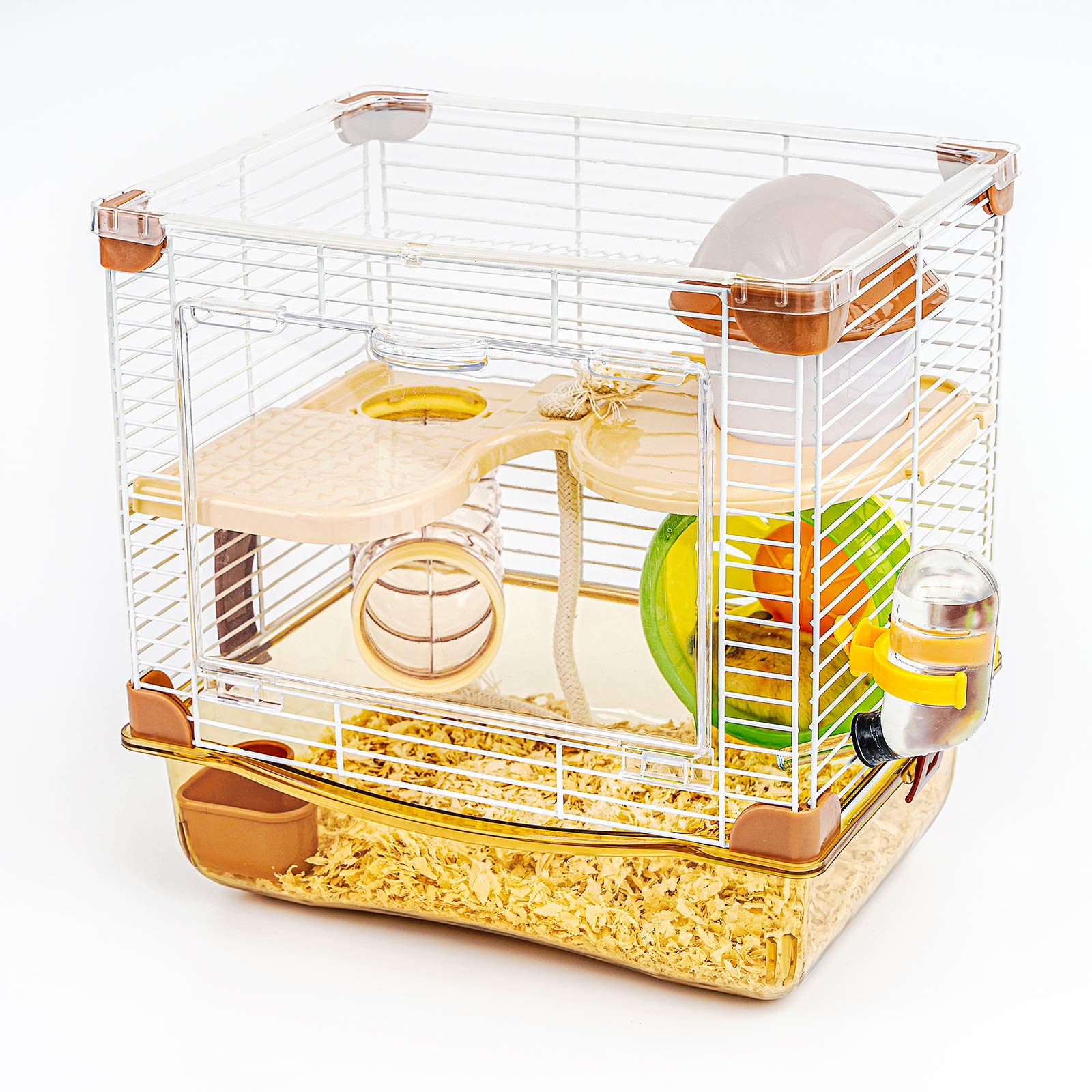 Amazon | YIBOPET ハムスターケージ 小動物ケージ 2段階 透明 広々  