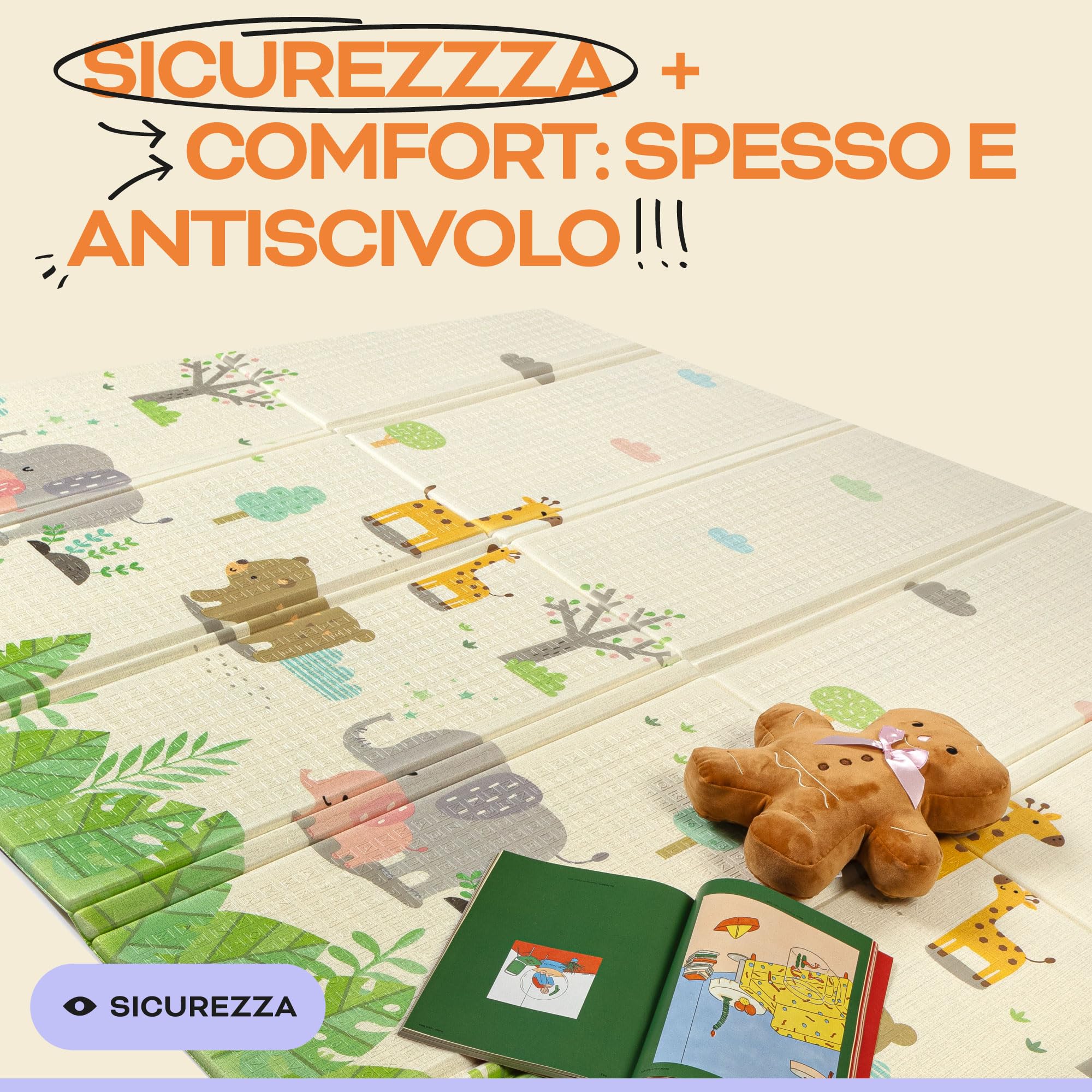 Tappeto da gioco bambini 150×180×1 cm pieghevole reversibile atossico impermeabile antiscivolo palestra neonato tummy time bambini arco giochi neonato 0-3/3-6/6-9 mesi sviluppo sensoriale