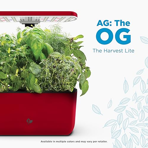 Miniatura 2 de AeroGarden Harvest Lite en color rojo cereza, jardín hidropónico interior sin tierra con luz LED de cultivo para jardinería durante todo el año de