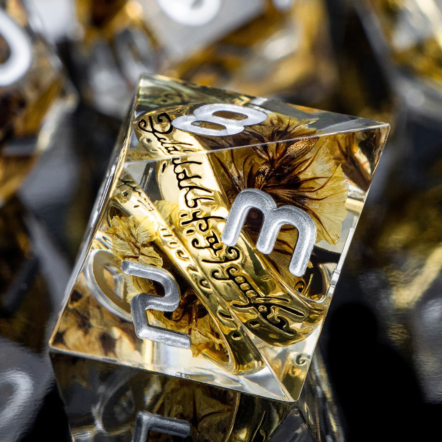 Magic Golden Ring DND Dice Set Sharp Edge Red Resin Dice with Box, for use with RPG D&D Tabletop Games Lord D and D Polyhedral Dice Set