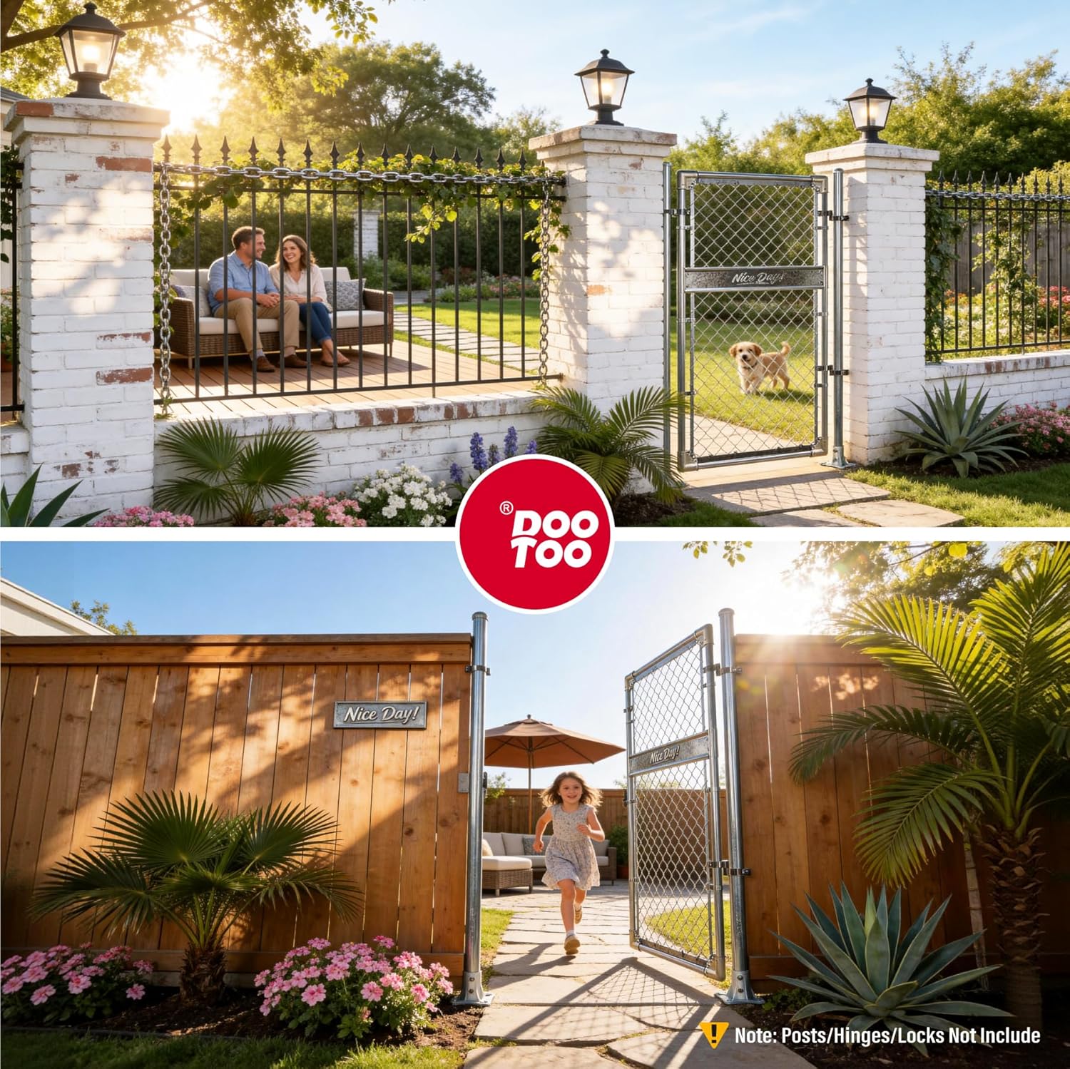 3x5FT(31.5" W x 59.0" H) Heavy Duty Galvanized Steel Chain Link Gate, Durable Outdoor Fence Gate Easy Installation for Backyard丨Garden丨Pet Yard