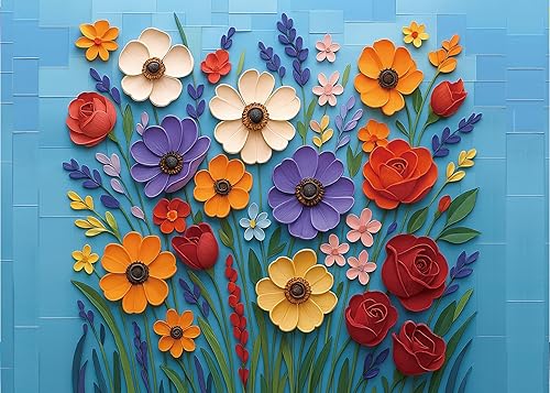 Miniatura 17 de Libros vintage rompecabezas de flores para adultos, 1000 piezas, jarrón, biblioteca, arte estético, estantería, páginas de flores silvestres