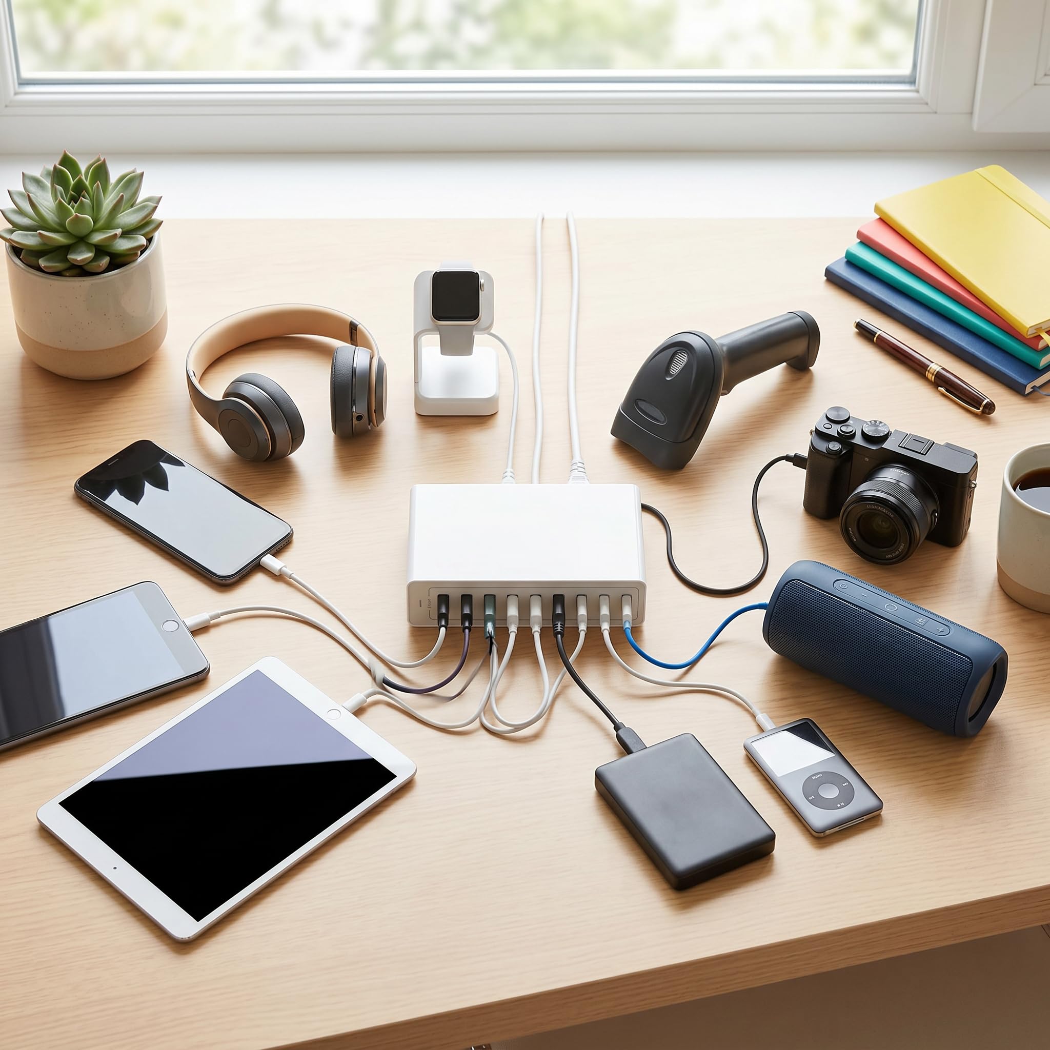 Multi -braty 10 -POorts ładowarka USB 50W 10A Wall Ładowarka Inteligentne Szybkie ładowanie dla Wielu urządzeń (wtyczka UE)