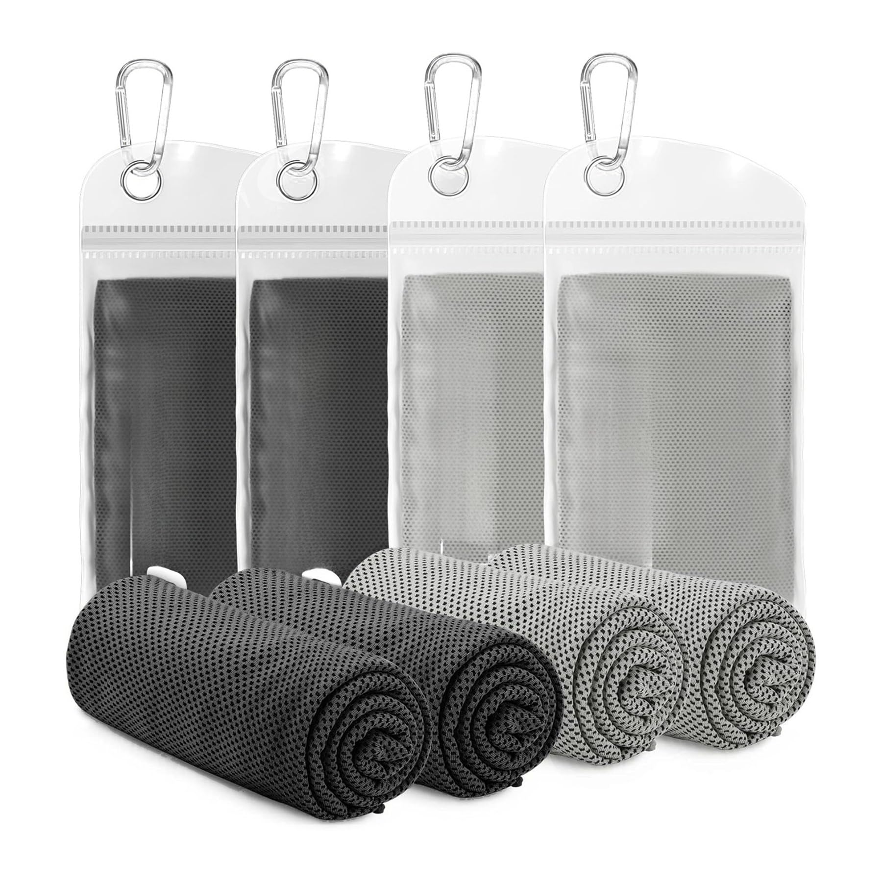 Clarture 4pcs Quick Dry Microfiber Cooling Towel Set for Sports, Yoga, Camping, and Beach Activities(4pcs A)