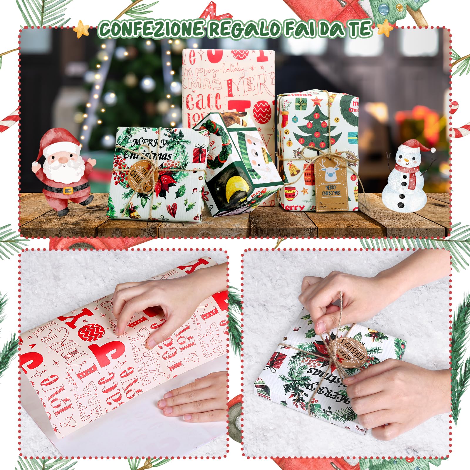 Biglietti Adesivi Natale 60 Biglietti Adesivi Di Buon Natale - Etichette Natalizie Per Regali, Chiudipacco Festivi Biglietti Chiudipacco