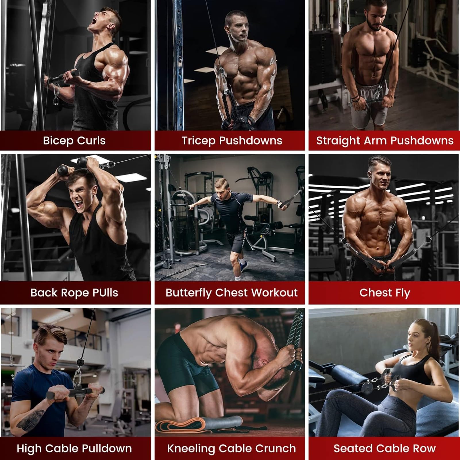 Sistema Di Pulegge For Palestra, Sistema Di Pulegge For Allenamento Tricipiti For Trazioni LAT, Curl Bicipiti, Tricipiti, Spalle, Schiena, Allenamento Avambracci, Sistema Pulegge Con Cavi Squat Rack