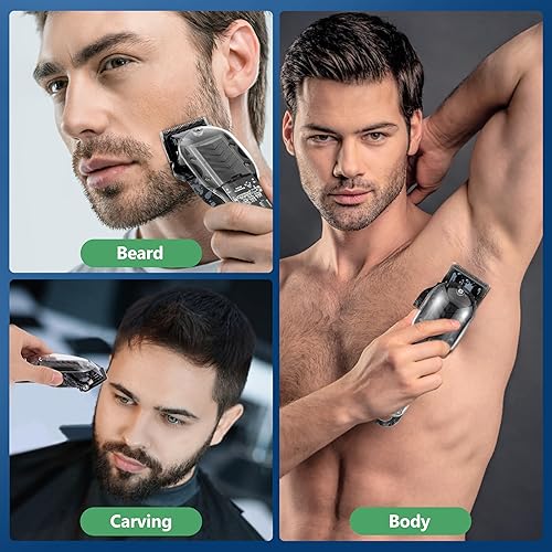 Miniatura 7 de Cortadora de pelo profesional para hombres, kit de peluquería inalámbrico para cortar y arreglar el cabello, juego de cortapelos negros para corte
