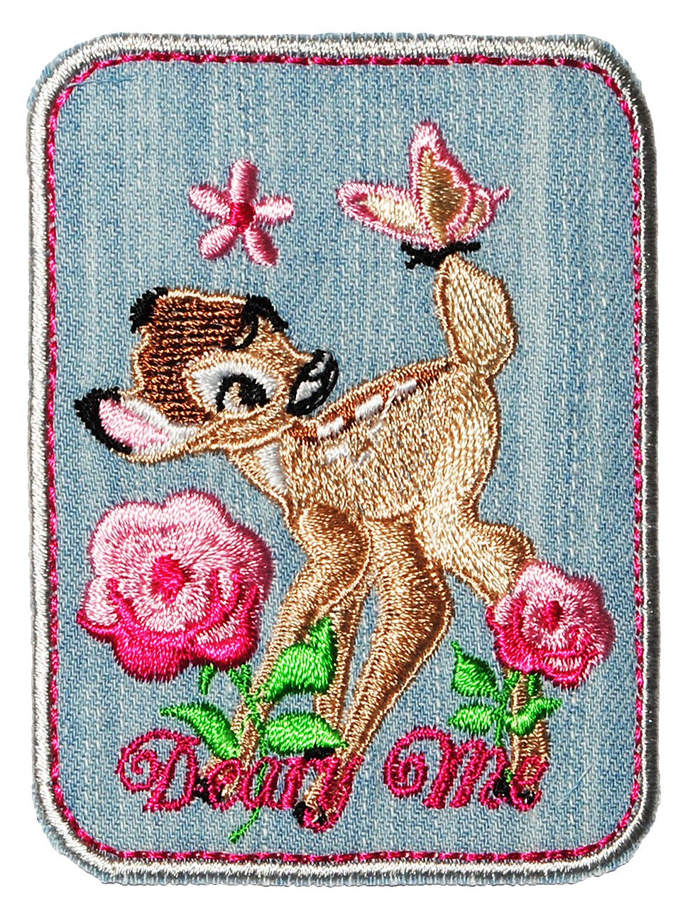 Bügelbild Bambi Mit Schmetterling – 6,4x7,2 Cm, Gestickte Applikation Zum Aufbügeln Oder Aufnähen