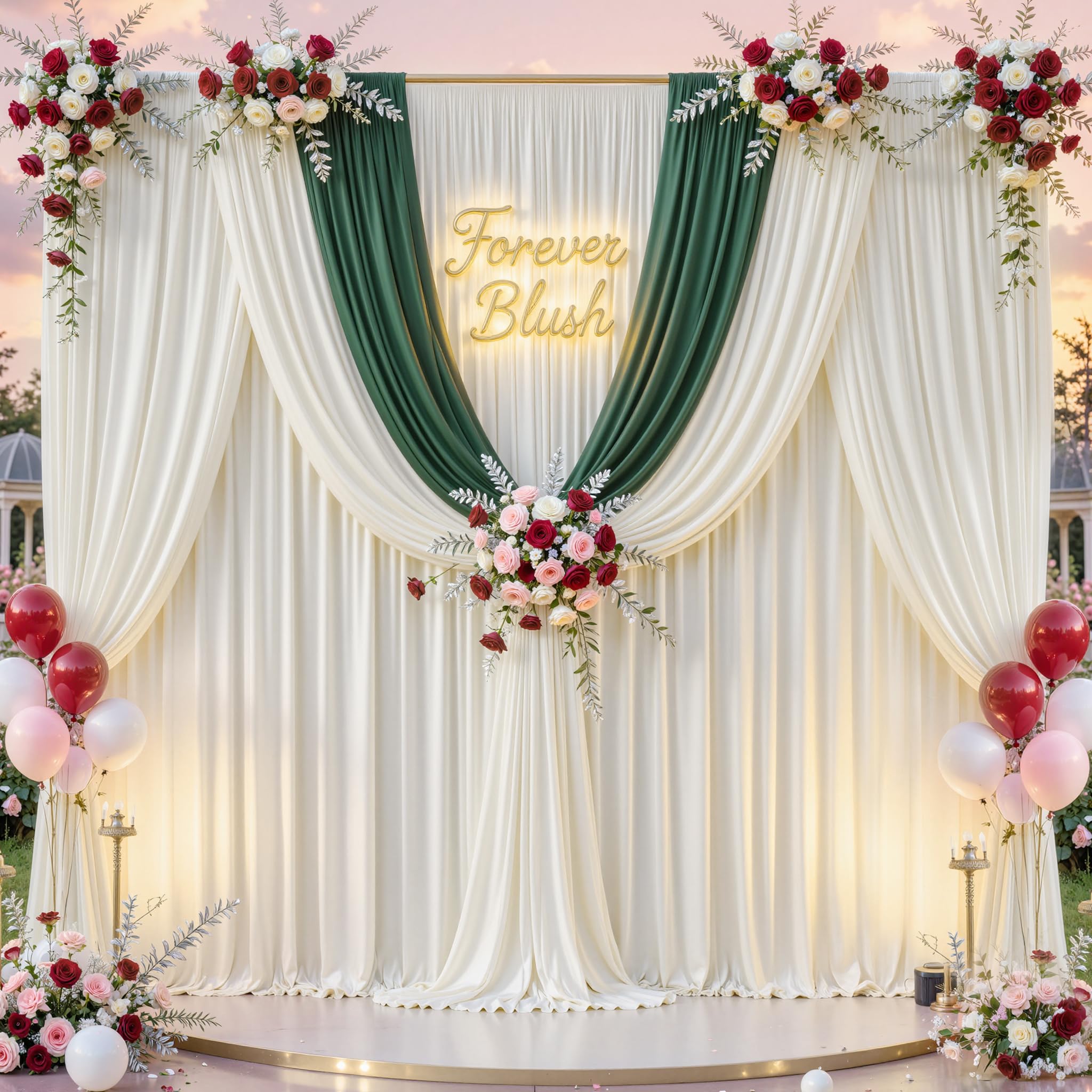 Faltenfreier elfenbeinfarbener Hintergrund für Hochzeitsfeiern, Polyester, elfenbeinfarben, Fotohintergrund, 2 Paneele, 1,5 x 3 m, für Babyparty, Fotoshooting, Verlobung, Geburtstag, Party,