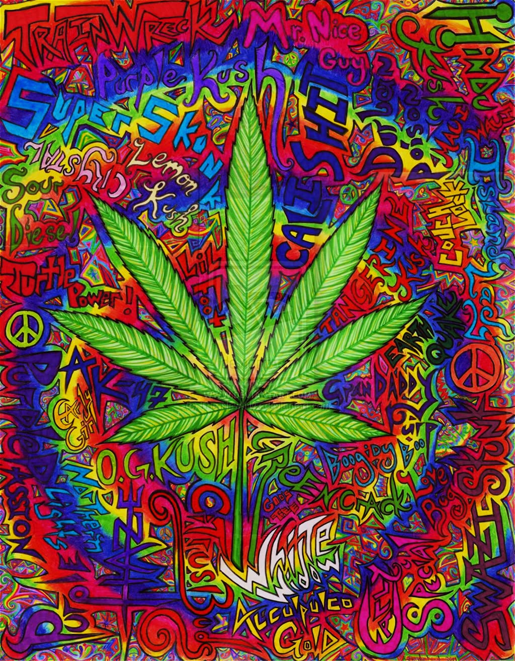 Xiyuekissu DIY Diamond Art Kit for Adults - Cannabis Leaf Marijuana Herb Weed Ganja - 16x20inch - Non-Foldable