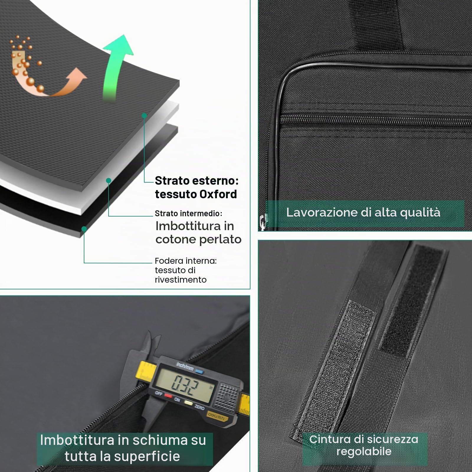 SUNDOY Custodia per tastiera – Gig Bag in robusto tessuto Oxford 600D, imbottitura in schiuma da 8 mm, perfetta per il trasporto di tastiere, accessori musicali e altro ancora (73/76 tasti)