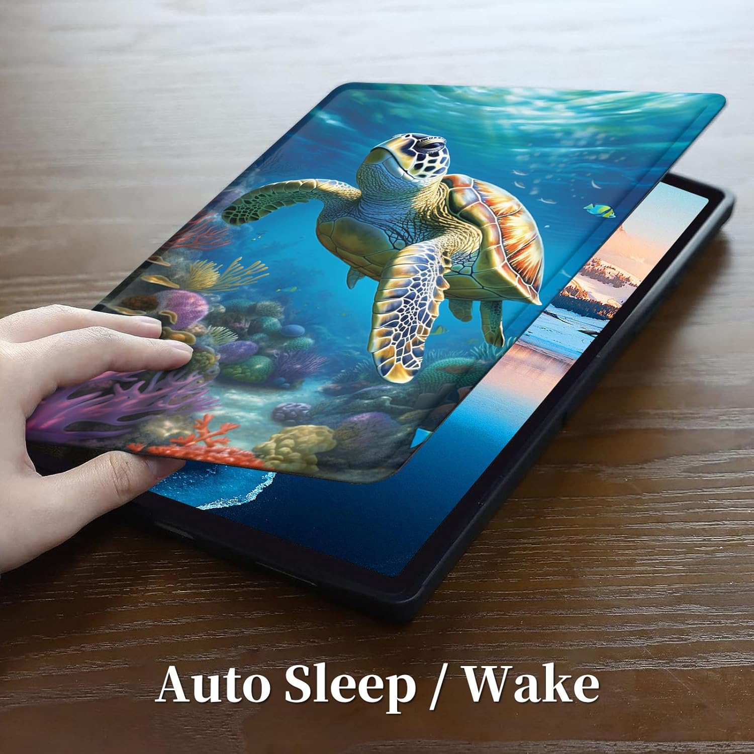 Amazon Fire Max 11 Tablet case (13th Generation, 2023 Release),PU Leather Slim Folio Stand Multiple Viewing Angles with Auto Wake/Sleep Case for Kindle Fire Max 11 Tablet,Cute Sea Turtle