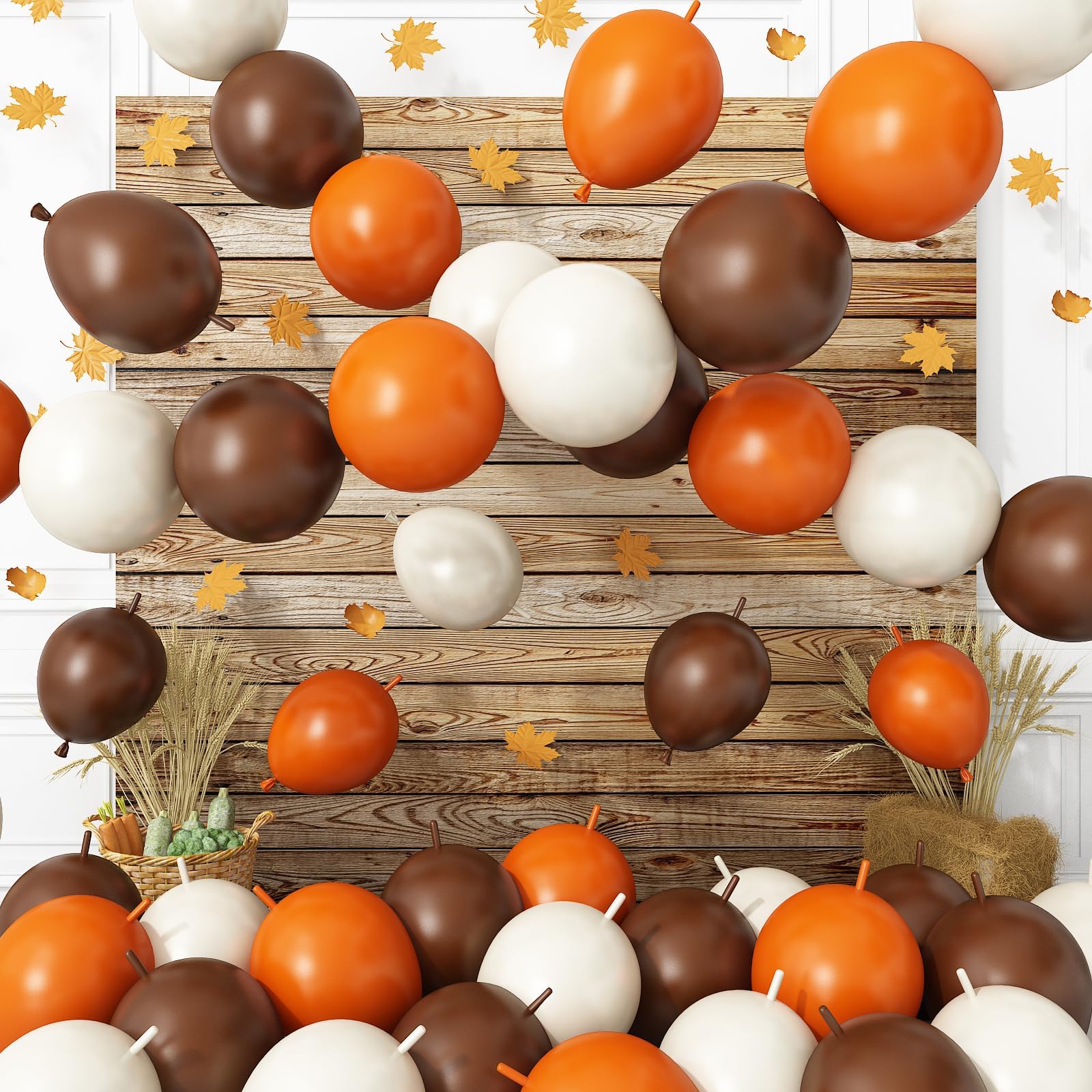 Orange White Brown Link Balloons,Linking Balloons for Thanksgiving Decorations
